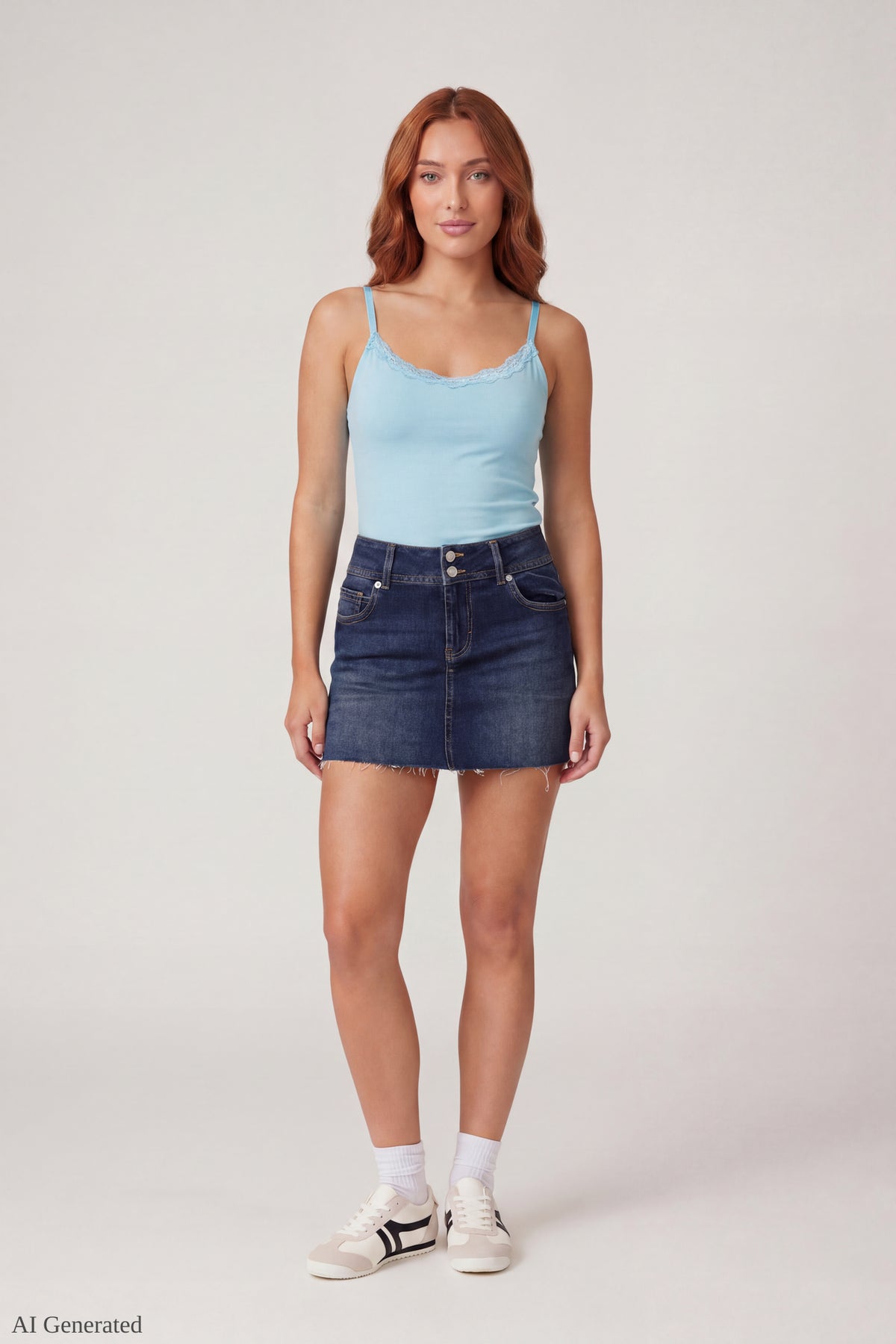 Alt View 2. Luxe Heavy Contour Braless Lace Trim Tank - Blue