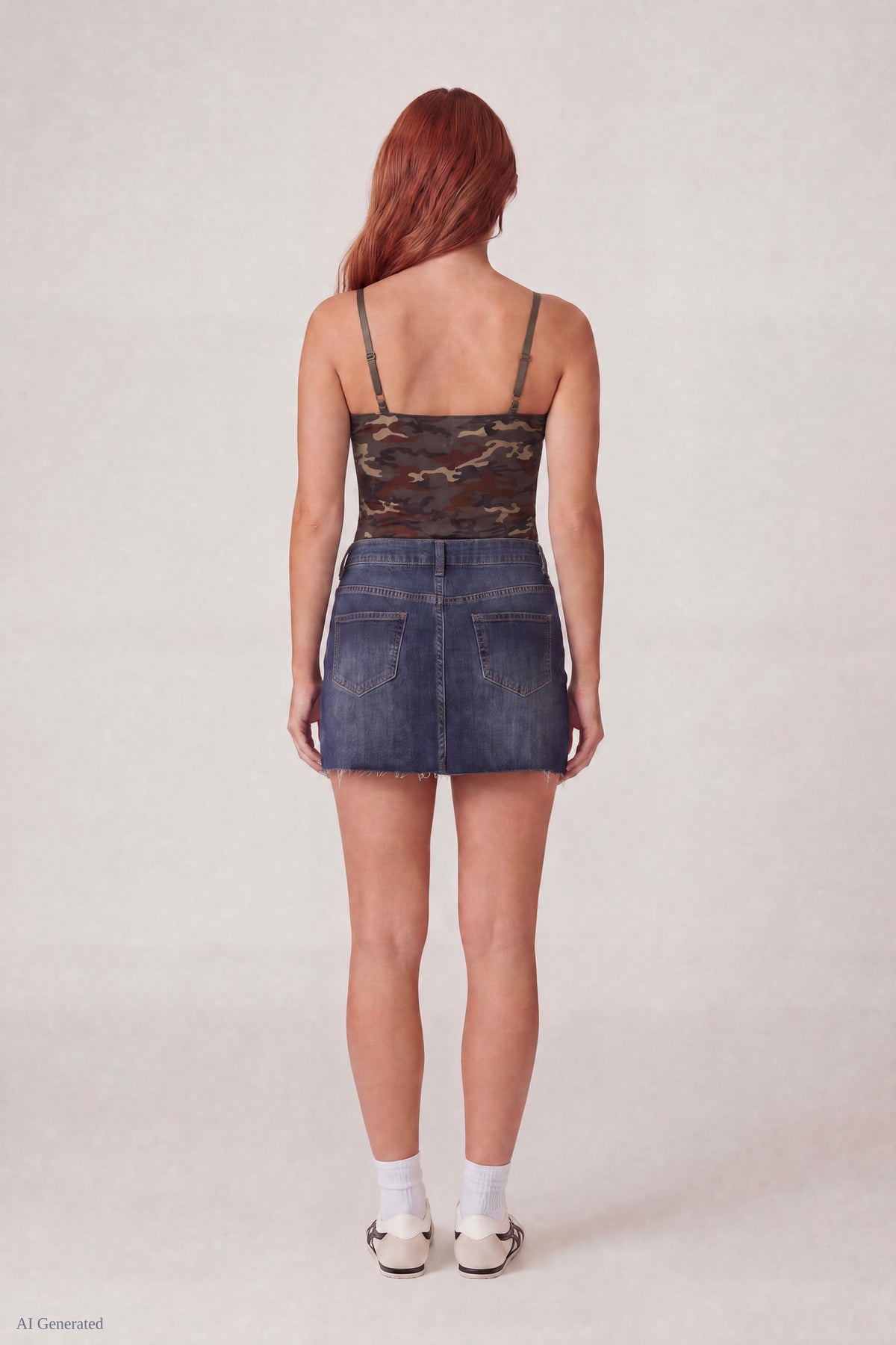 Alt View 3. Luxe Heavy Contour Braless Lace Trim Tank - Camouflage