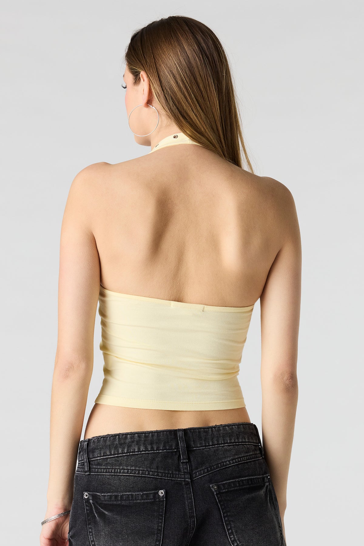 Alt View 2. Soft Contour Grommet Halter Top - Yellow