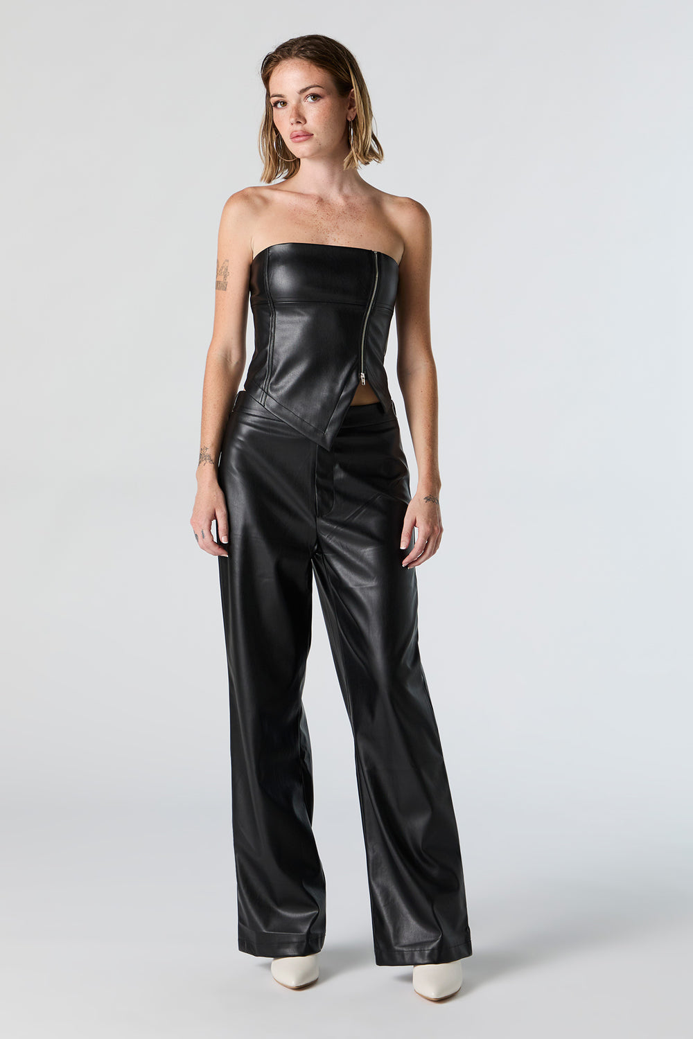 Faux Leather Zip-Up Tube Top Faux Leather Zip-Up Tube Top 7