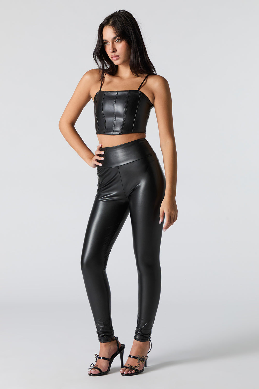 Faux Leather Cropped Corset Tank Faux Leather Cropped Corset Tank 6