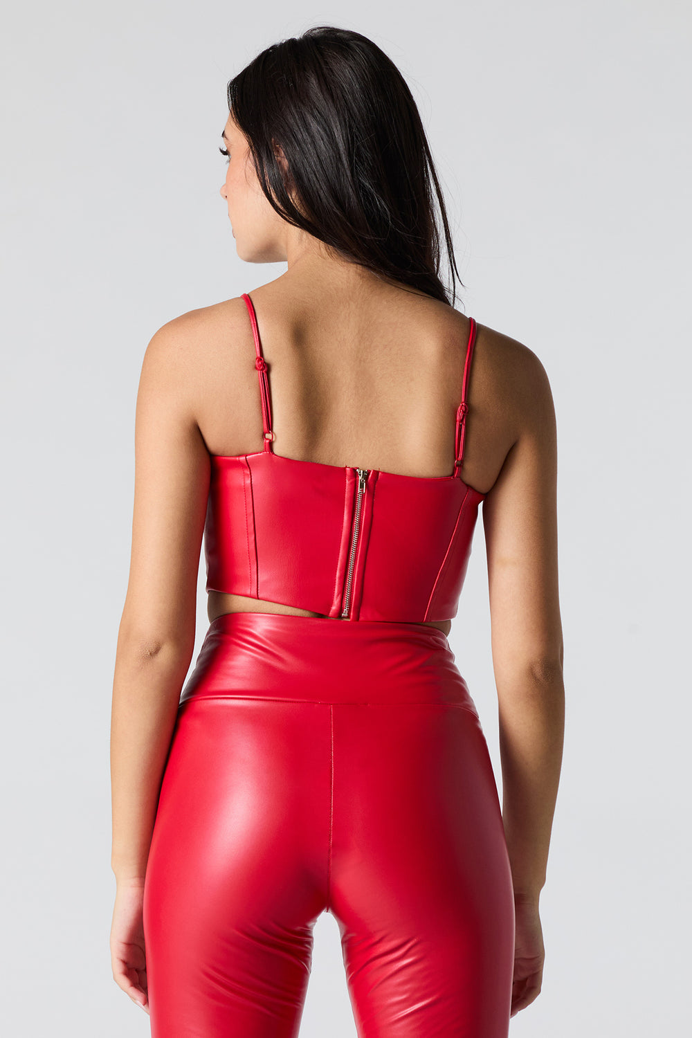 Faux Leather Cropped Corset Tank Faux Leather Cropped Corset Tank 2