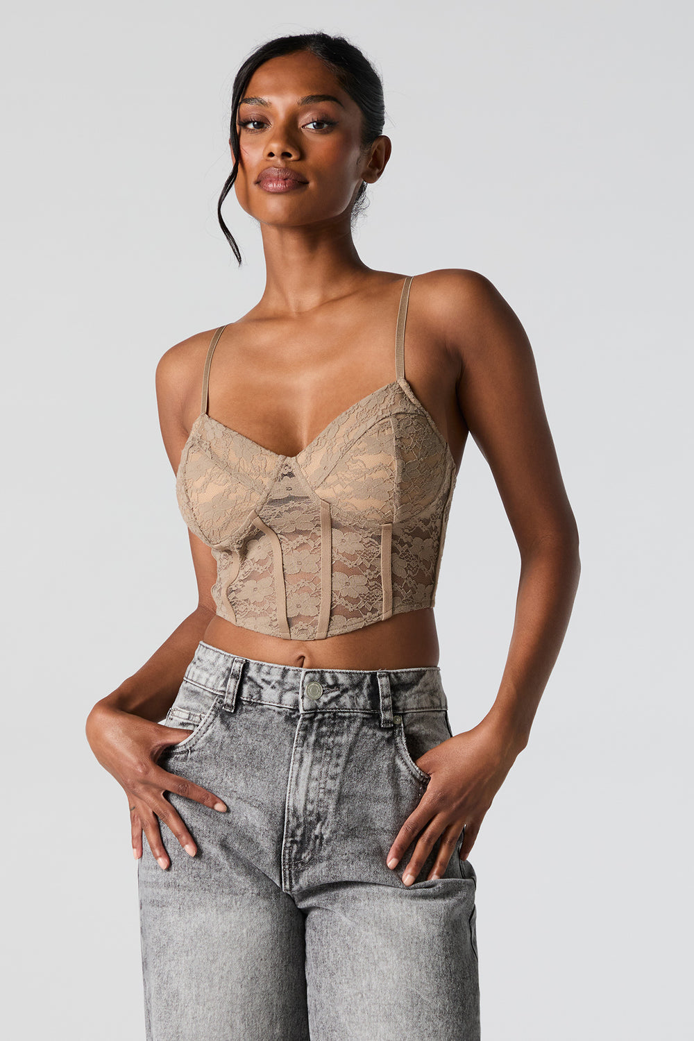 Floral Lace Cropped Corset Cami Floral Lace Cropped Corset Cami 1