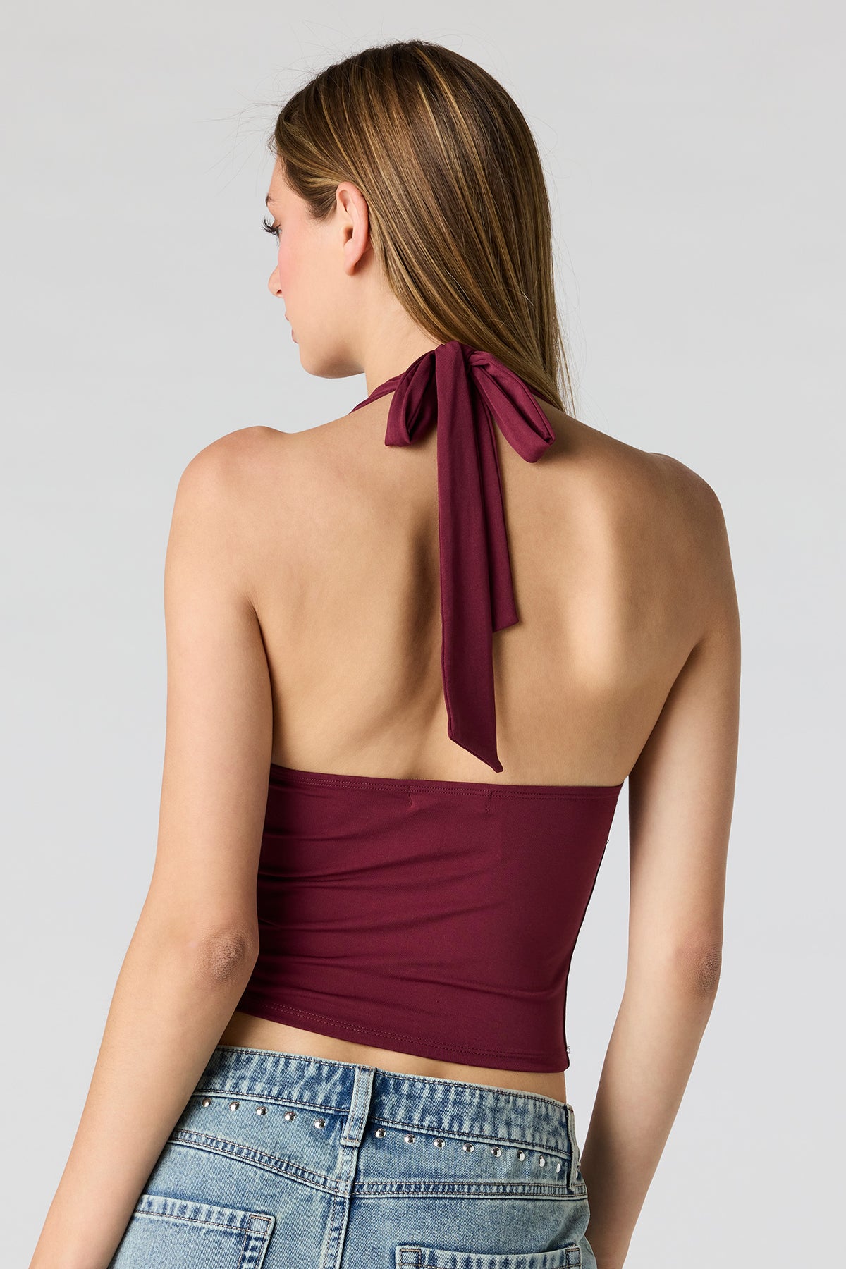 Alt View 2. Contour Halter Top - Burgundy