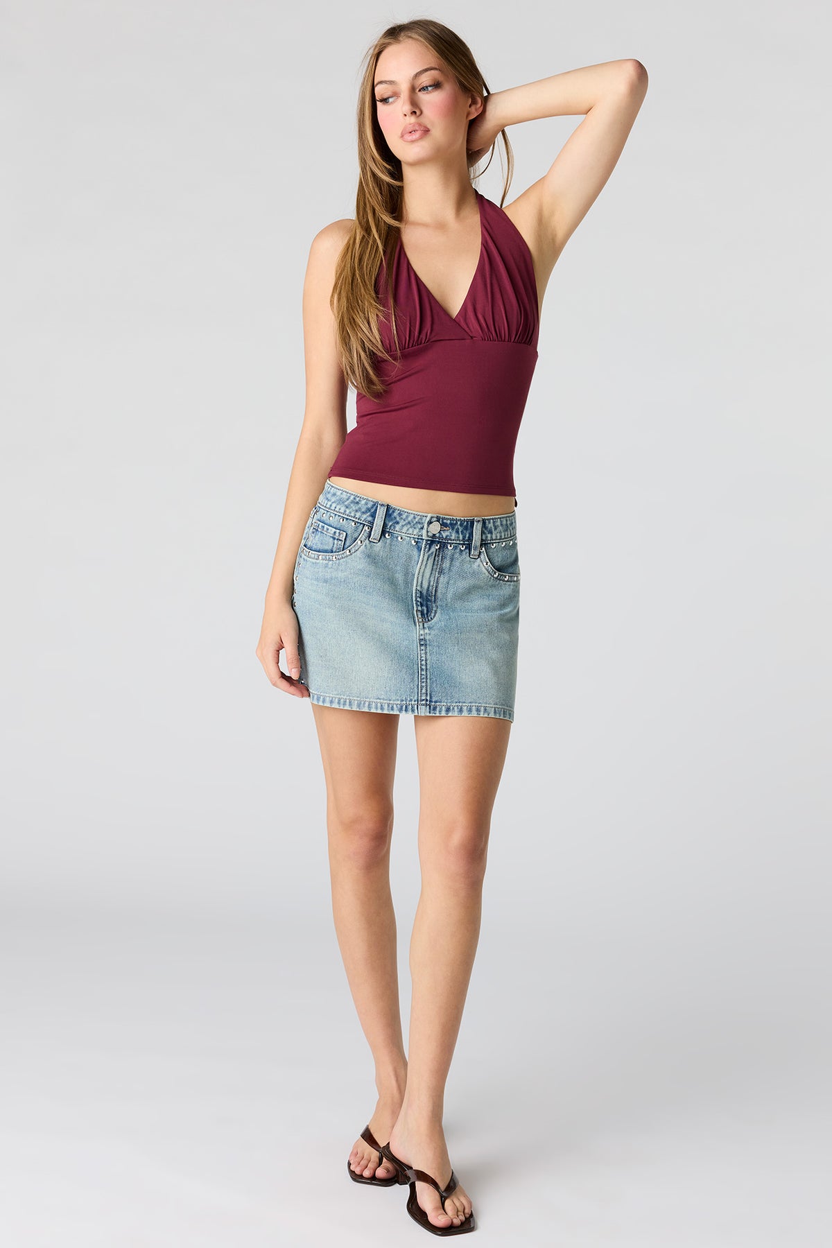 Alt View 3. Contour Halter Top - Burgundy