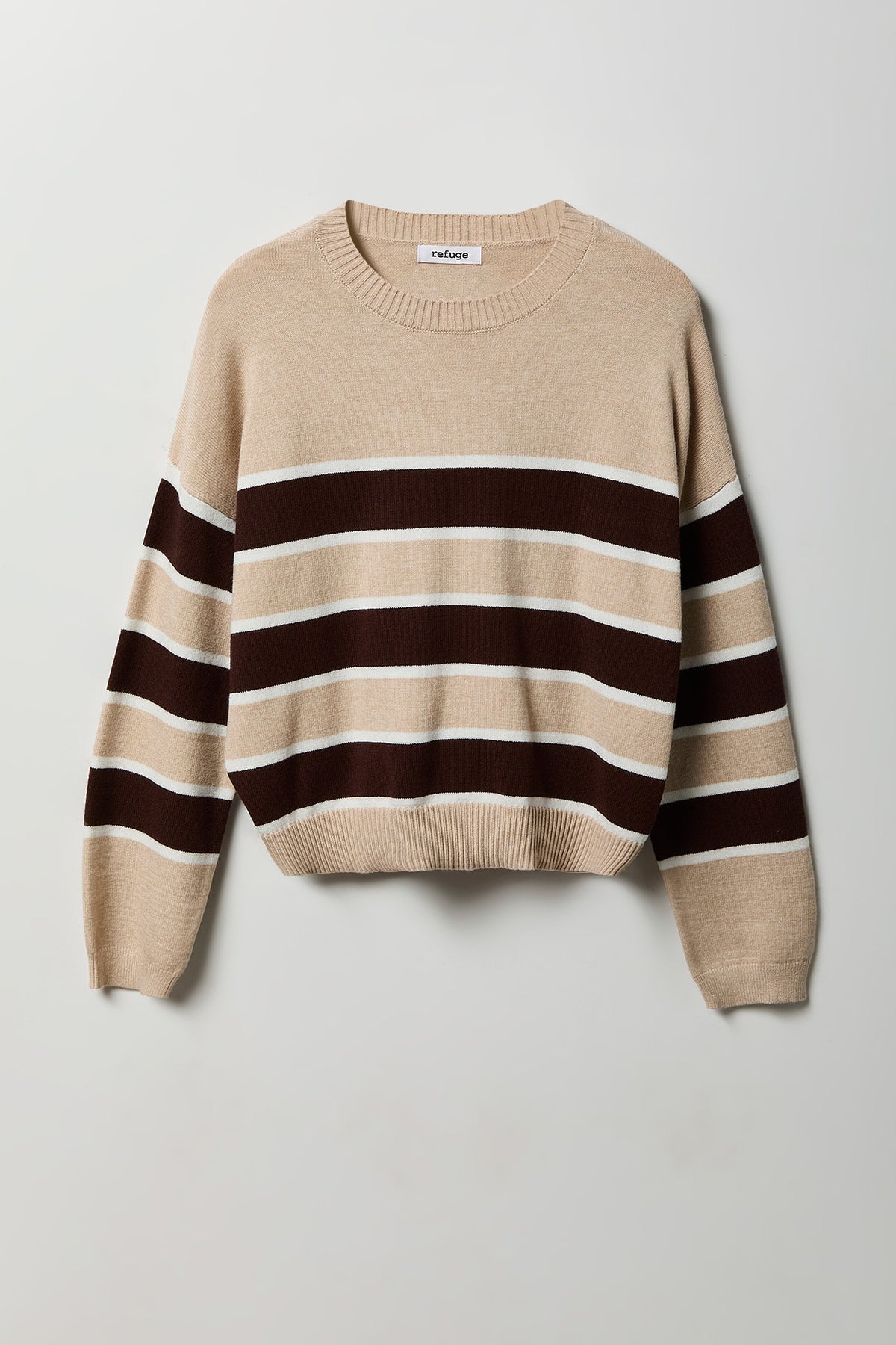 Alt View 4. Striped Crewneck Sweater - Oatmeal