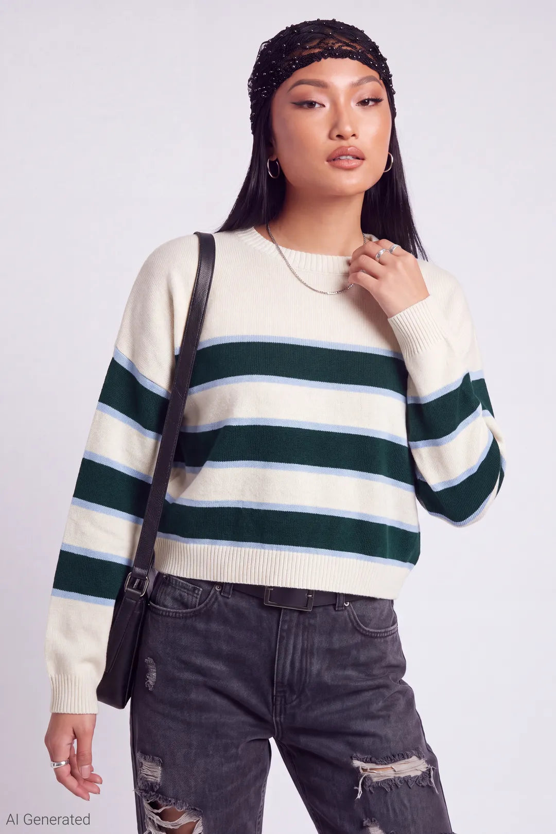 Striped Crewneck Sweater - Ivory