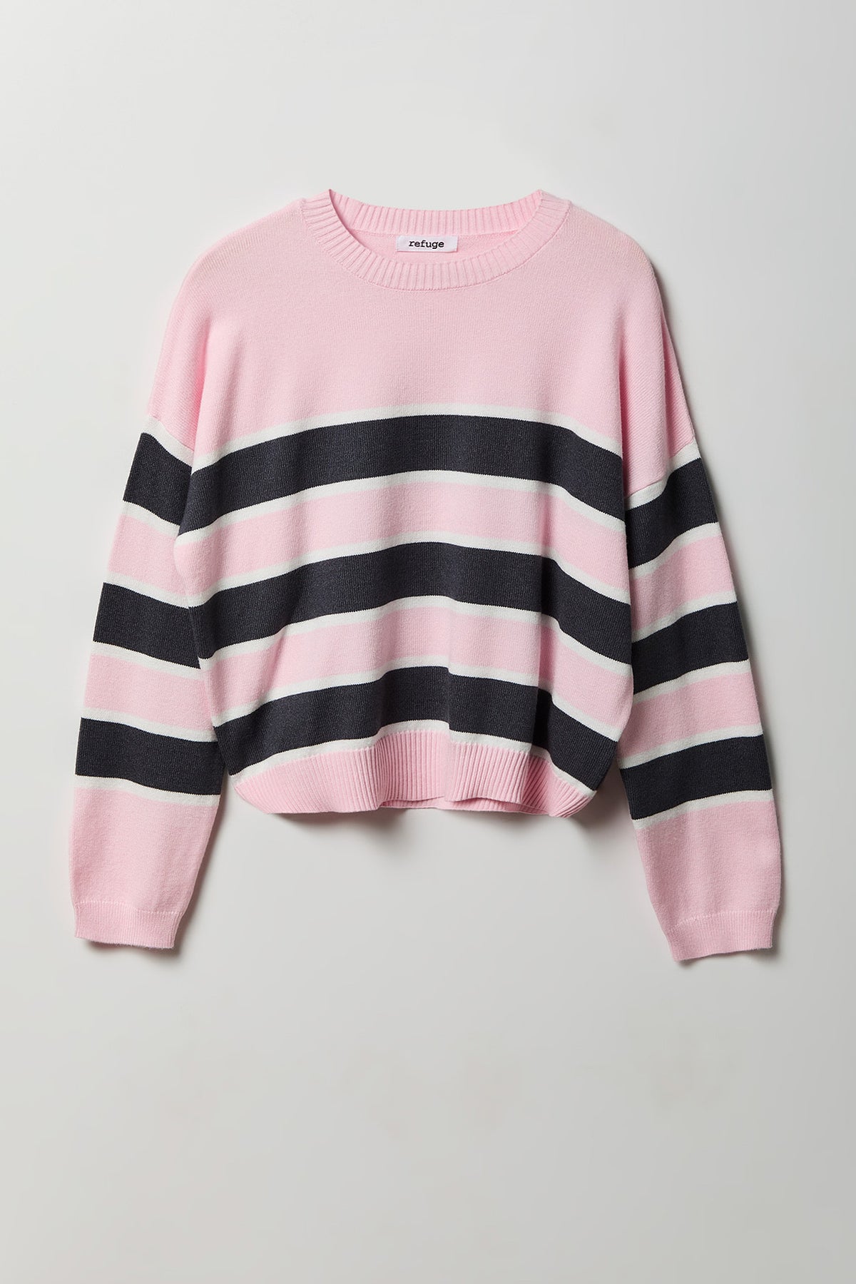 Alt View 4. Striped Crewneck Sweater - Light Pink