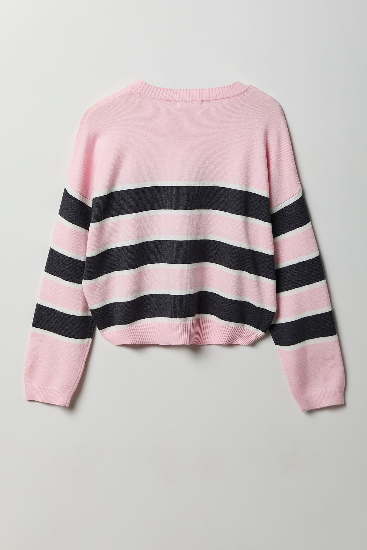 Alt View 5. Striped Crewneck Sweater - Light Pink