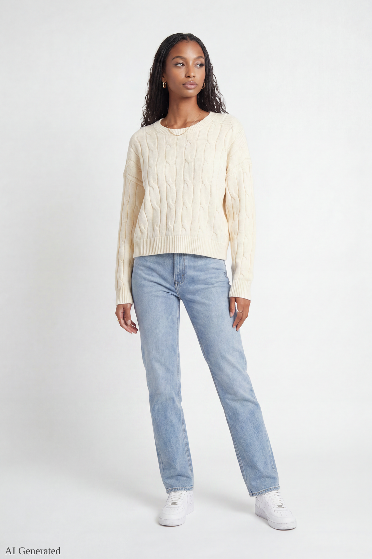 Alt View 2. Cable Knit Sweater - Ivory