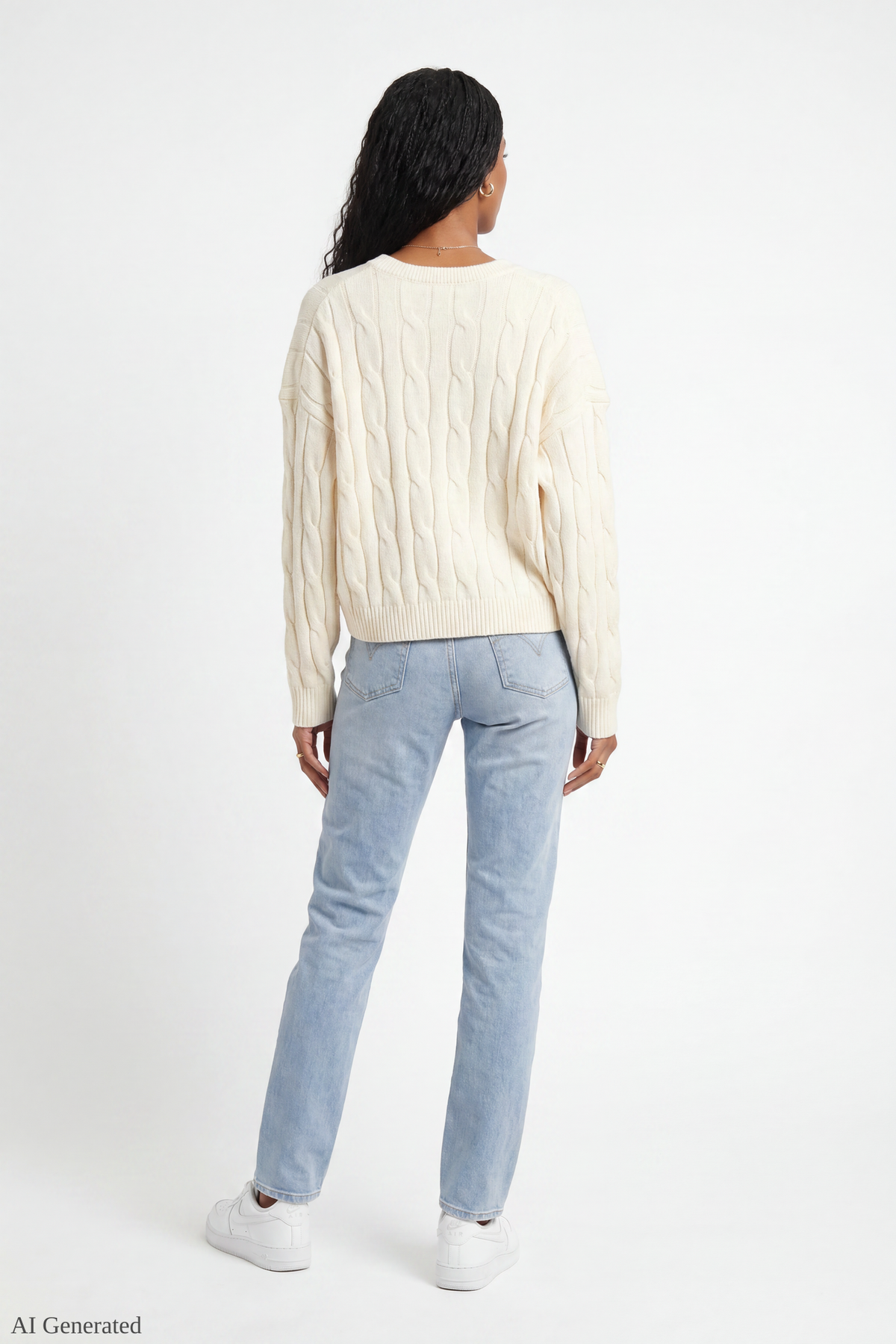 Alt View 3. Cable Knit Sweater - Ivory
