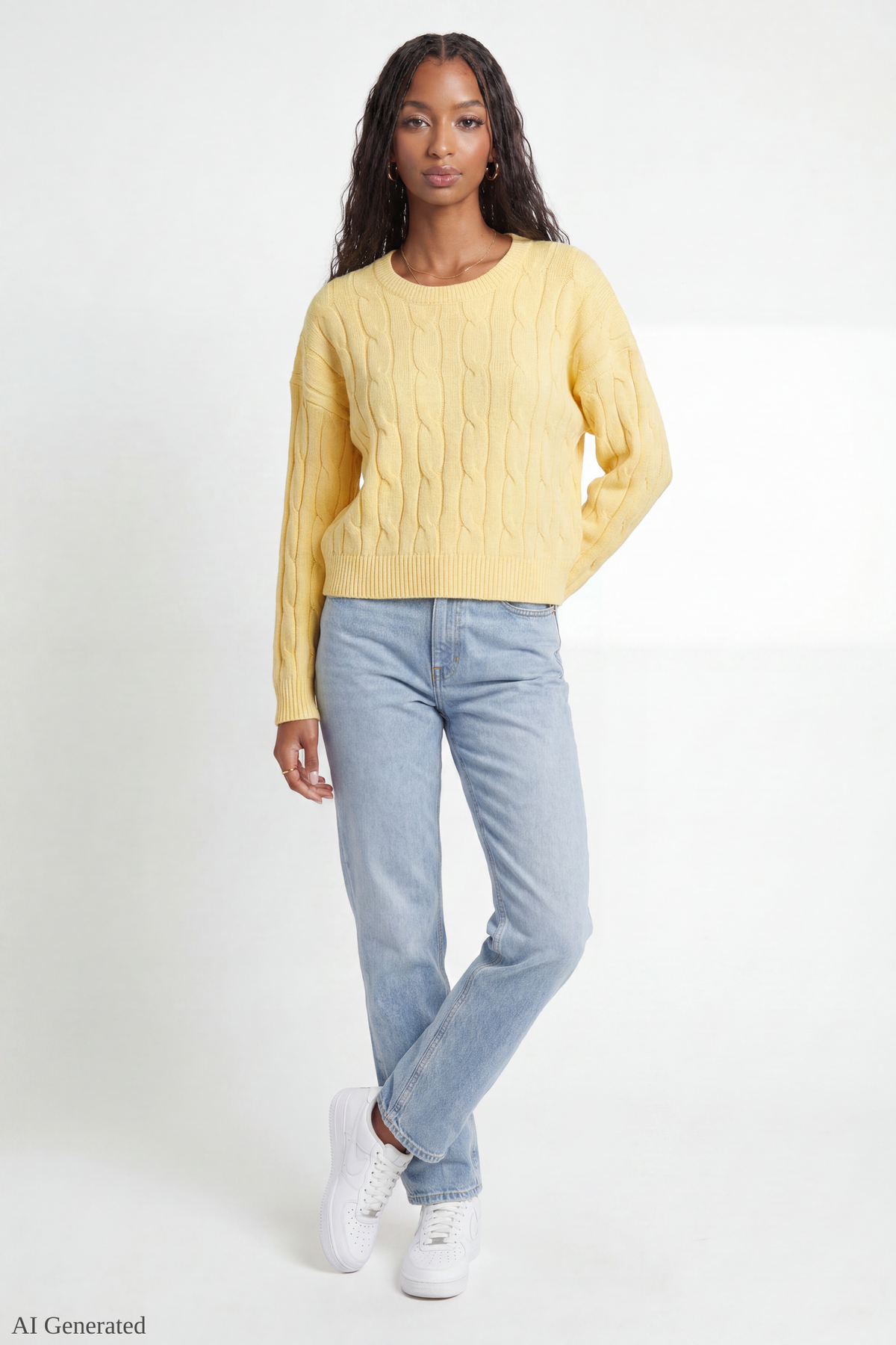 Alt View 2. Cable Knit Sweater - Yellow