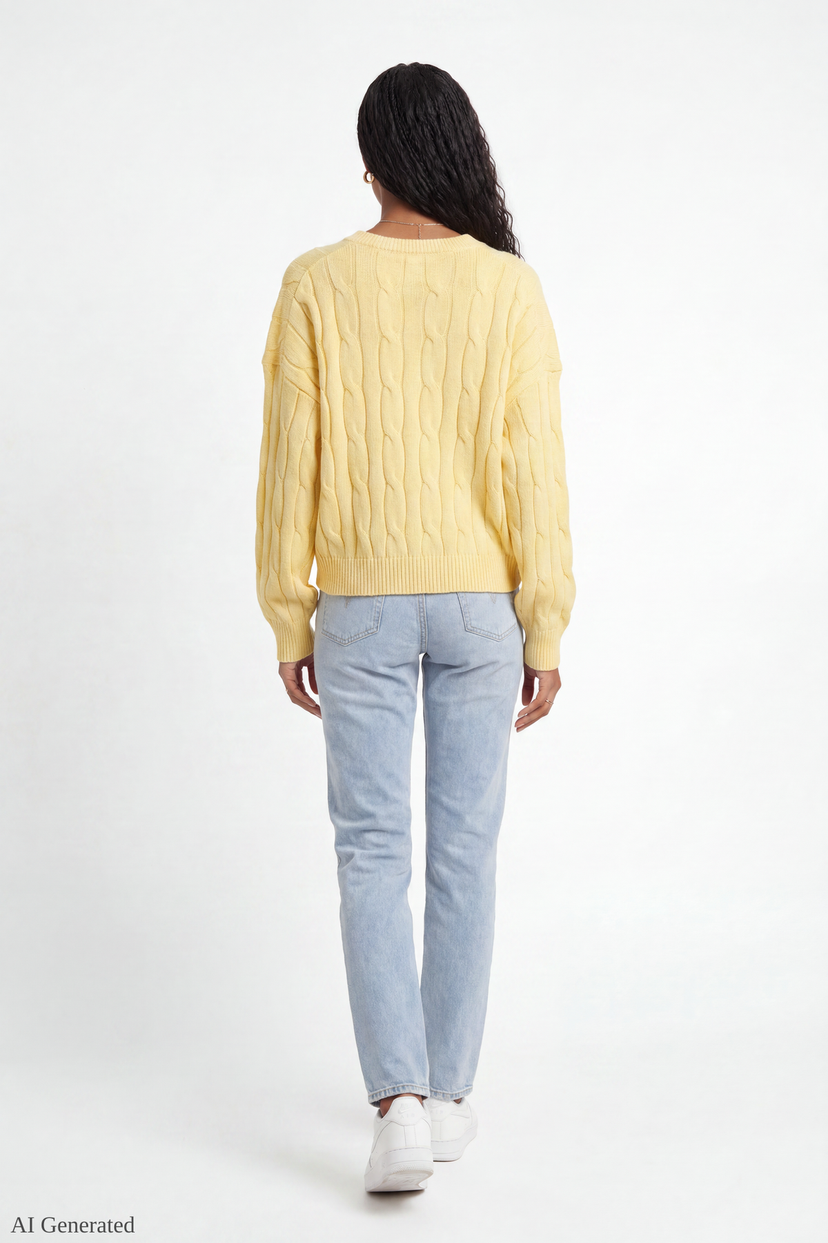 Alt View 3. Cable Knit Sweater - Yellow