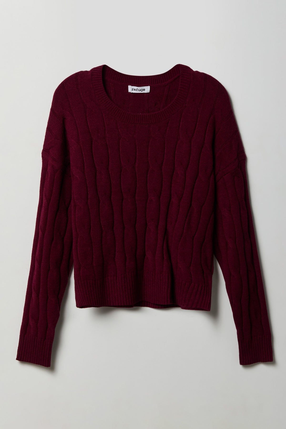 Cable Knit Sweater - Burgundy