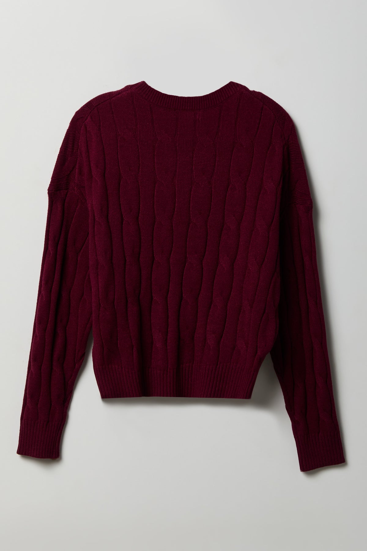 Alt View 2. Cable Knit Sweater - Burgundy