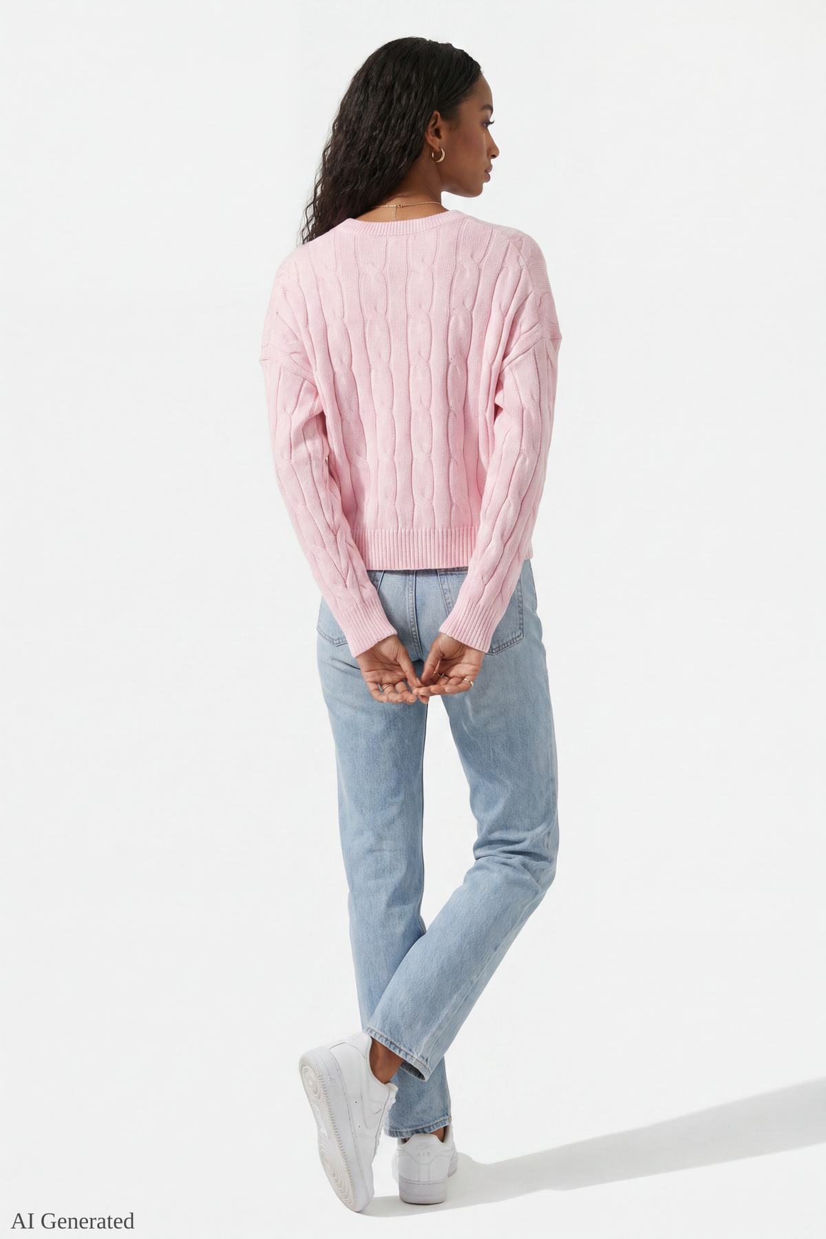 Alt View 3. Cable Knit Sweater - Light Pink