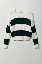 Cable Knit Striped Sweater