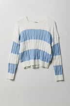 Cable Knit Striped Sweater