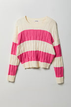 Cable Knit Striped Sweater