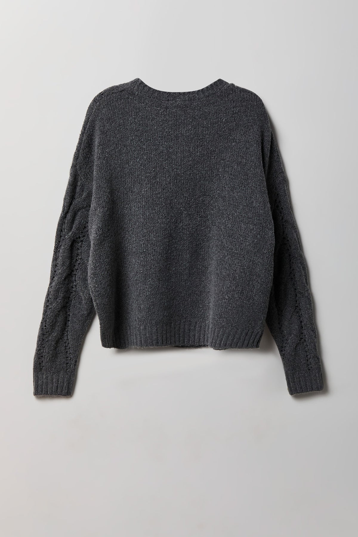 Alt View 2. Mossy Cable Knit Sweater - Charcoal