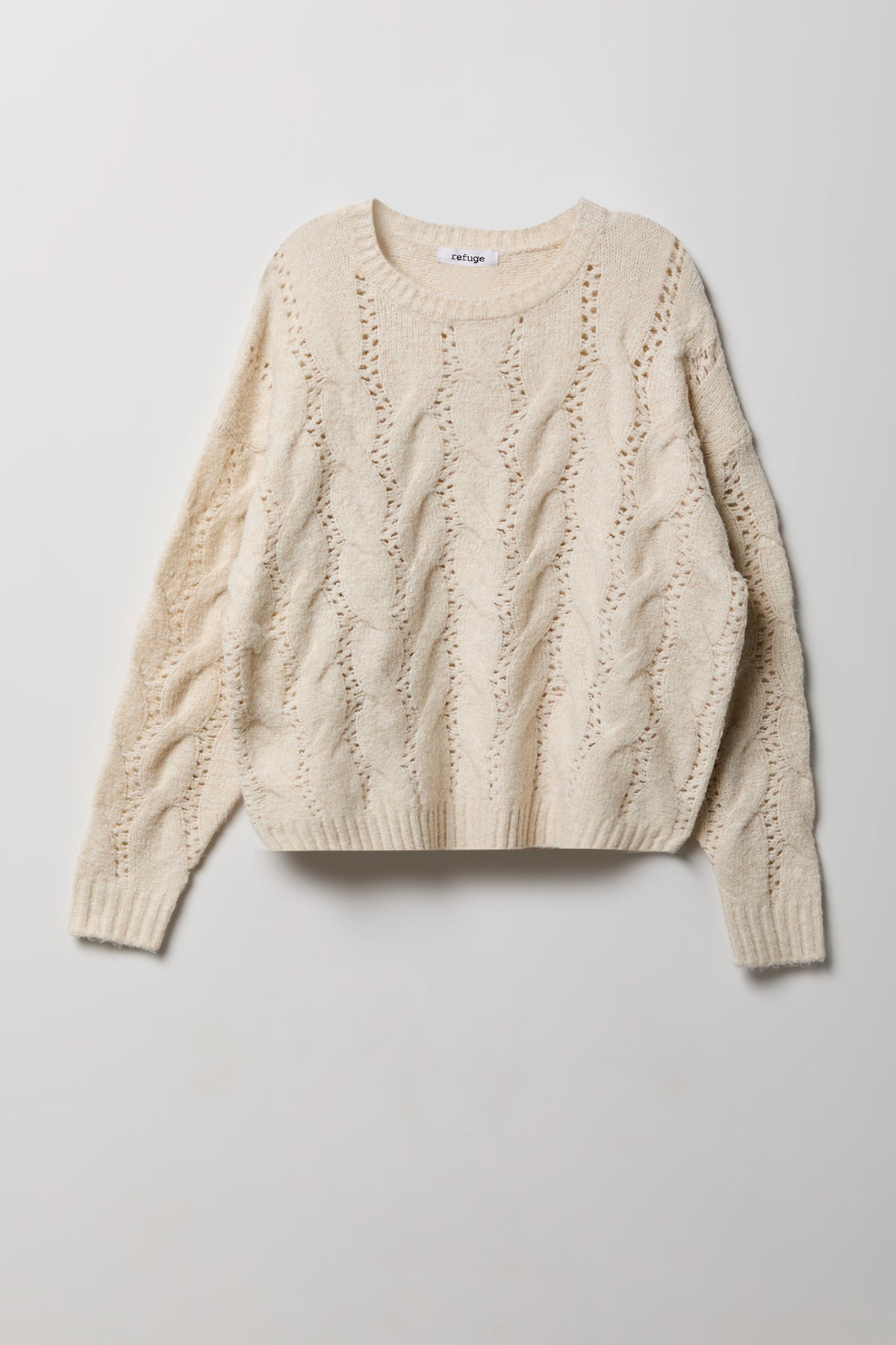 Mossy Cable Knit Sweater - Oatmeal