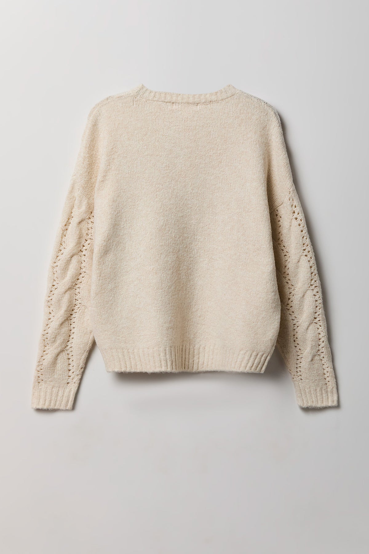 Alt View 2. Mossy Cable Knit Sweater - Oatmeal