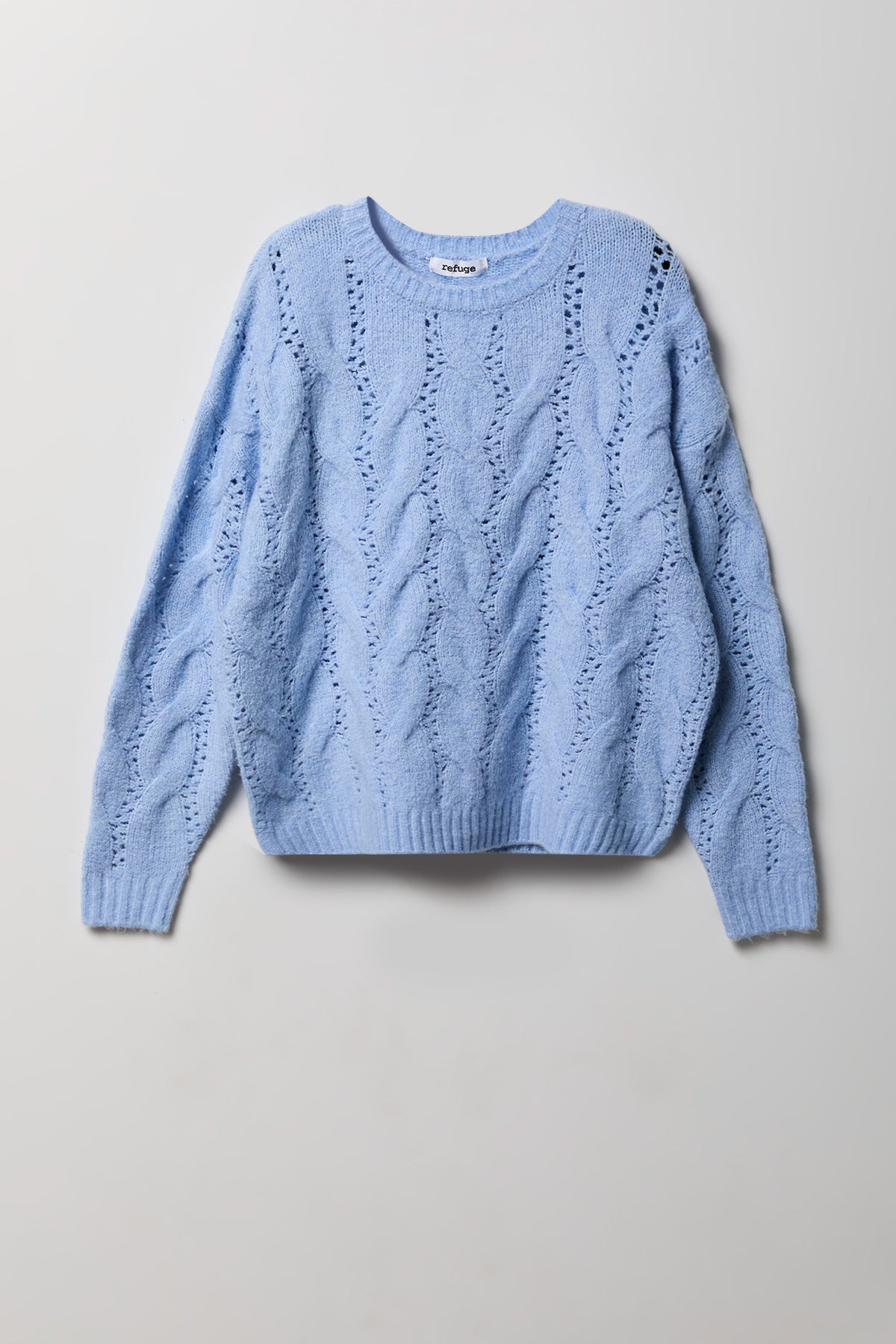 Mossy Cable Knit Sweater - Light Blue