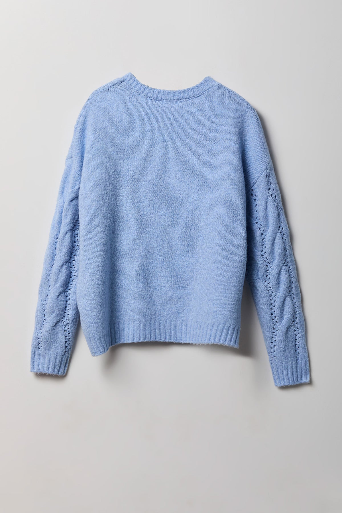 Alt View 2. Mossy Cable Knit Sweater - Light Blue