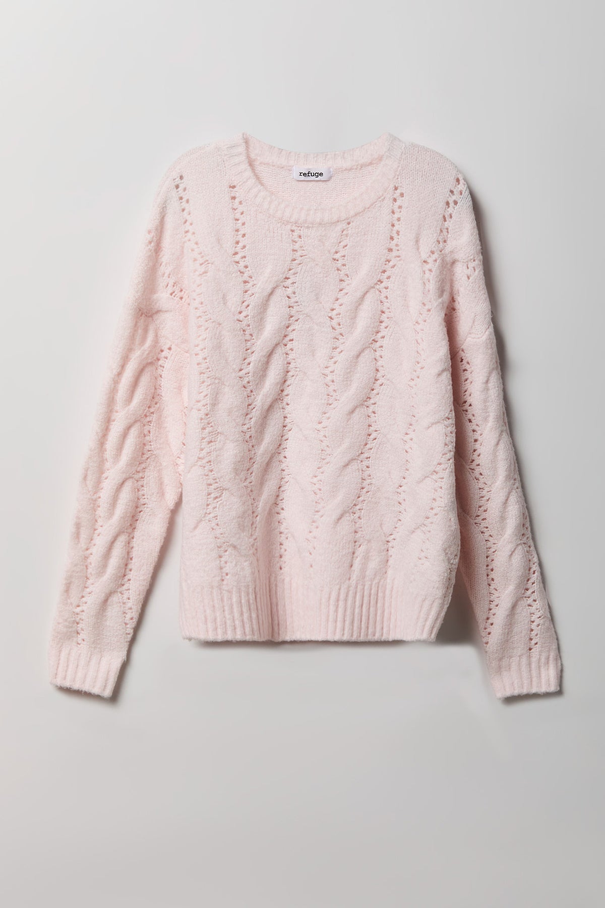 Mossy Cable Knit Sweater - Light Pink