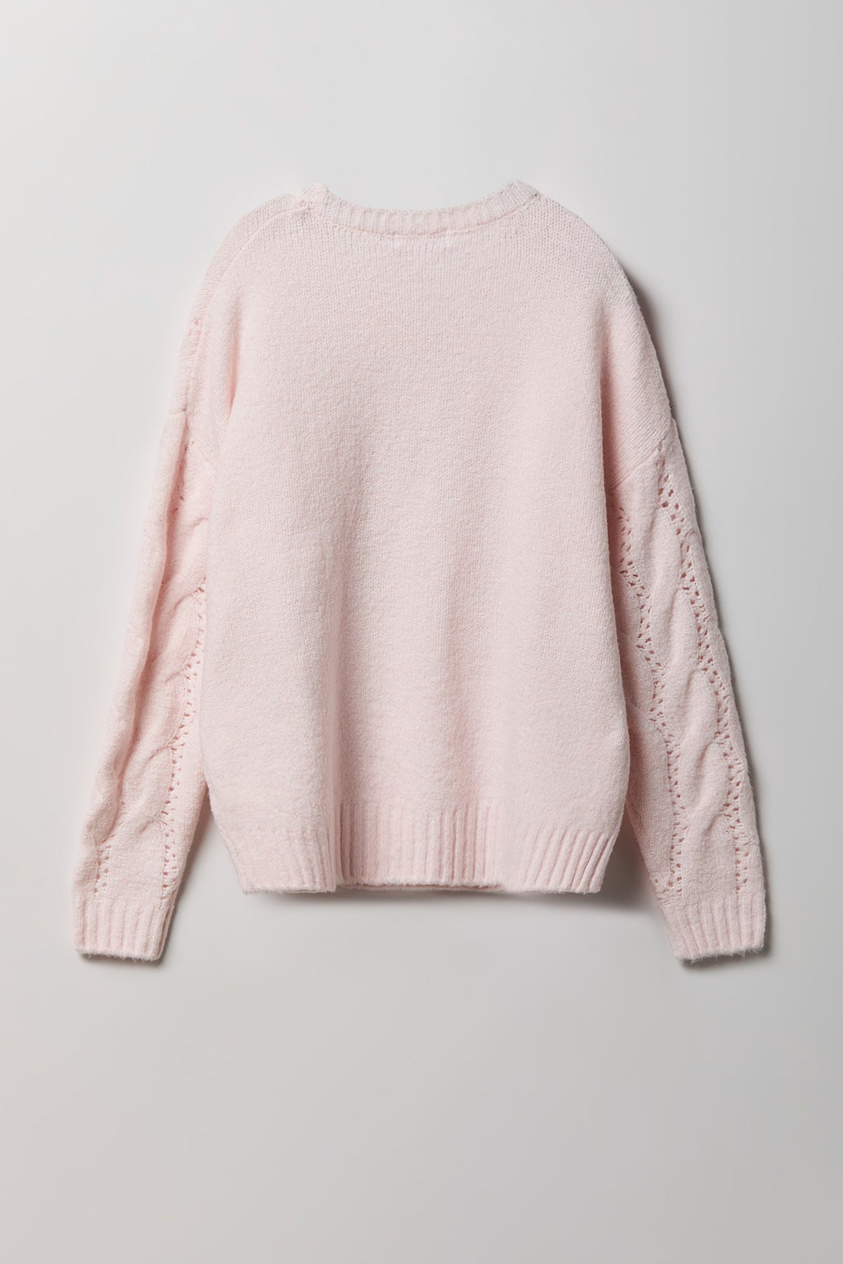 Alt View 2. Mossy Cable Knit Sweater - Light Pink