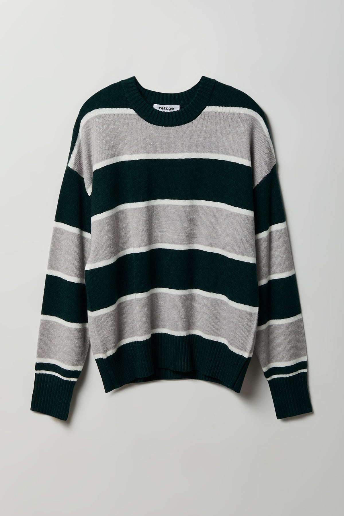 Oversized Striped Sweater - Hunter Green