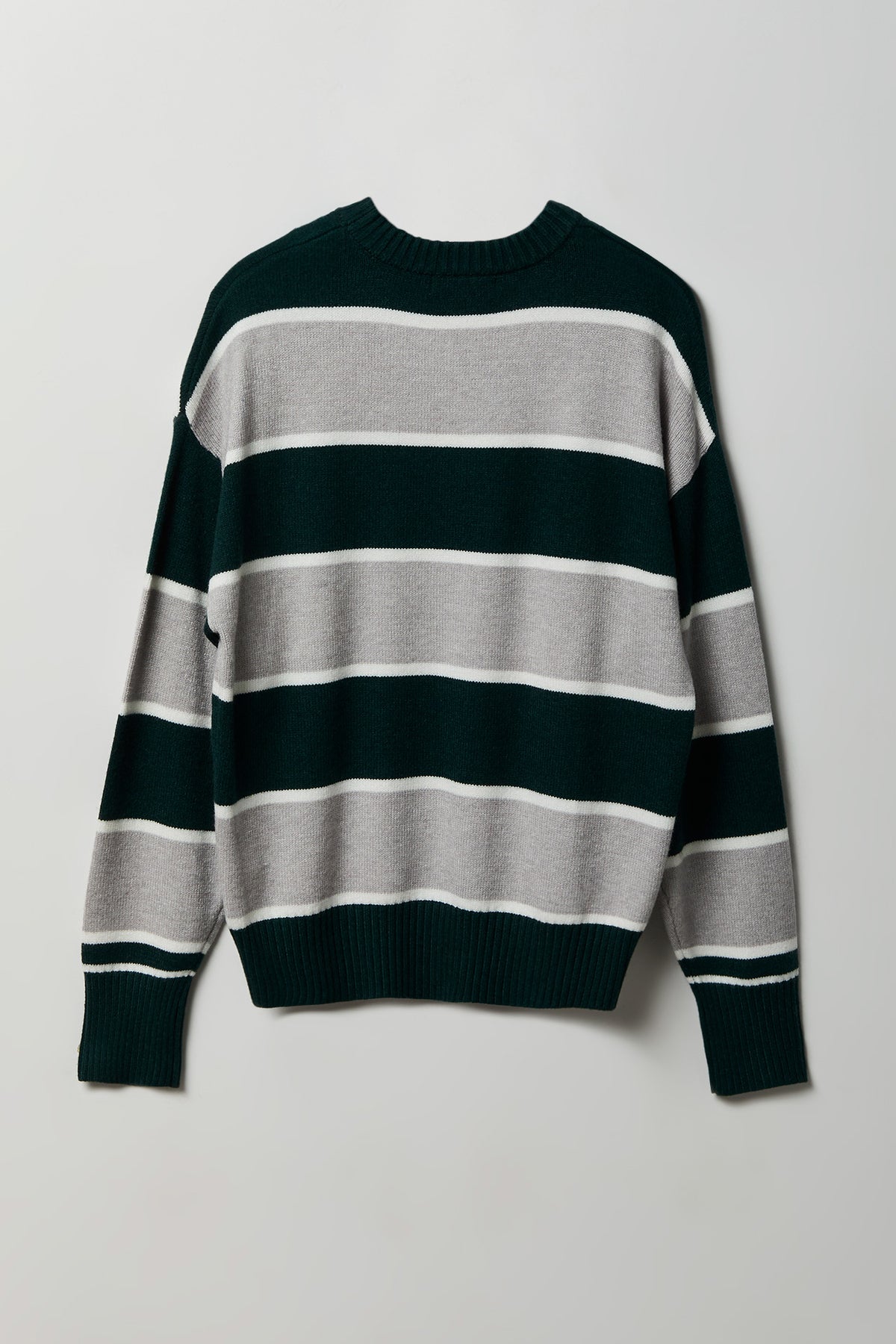 Alt View 2. Oversized Striped Sweater - Hunter Green