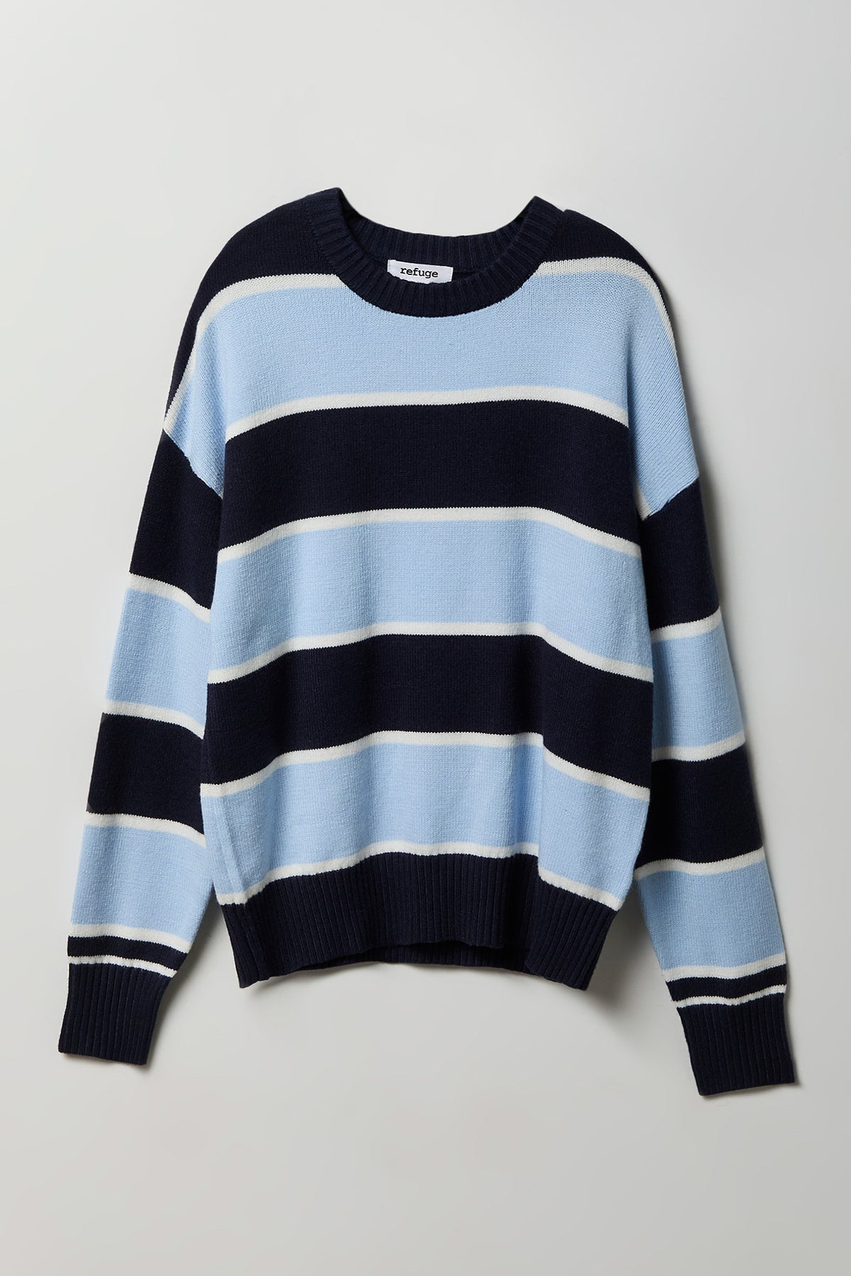 Oversized Striped Sweater - Navy