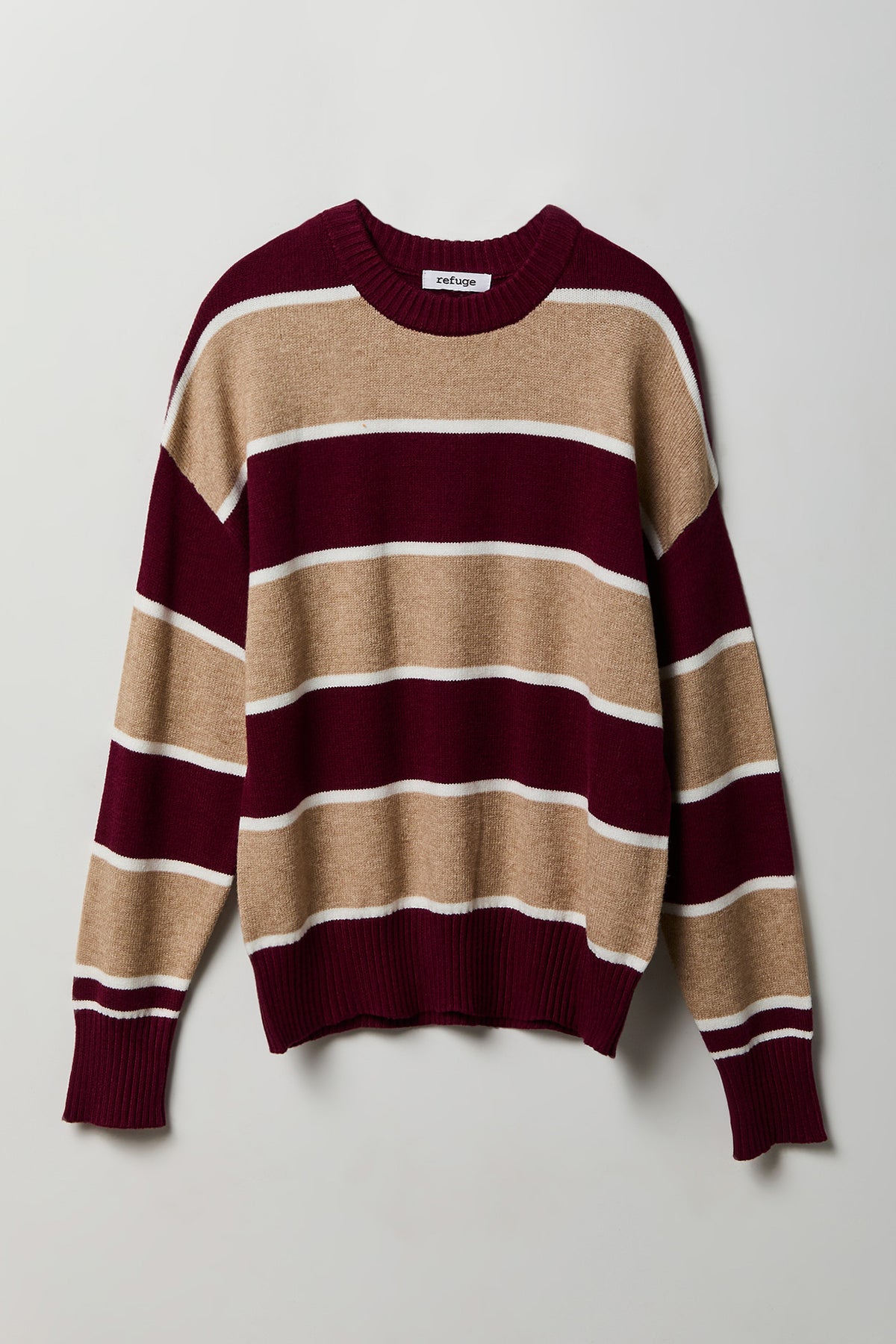 Oversized Striped Sweater - Burgundy