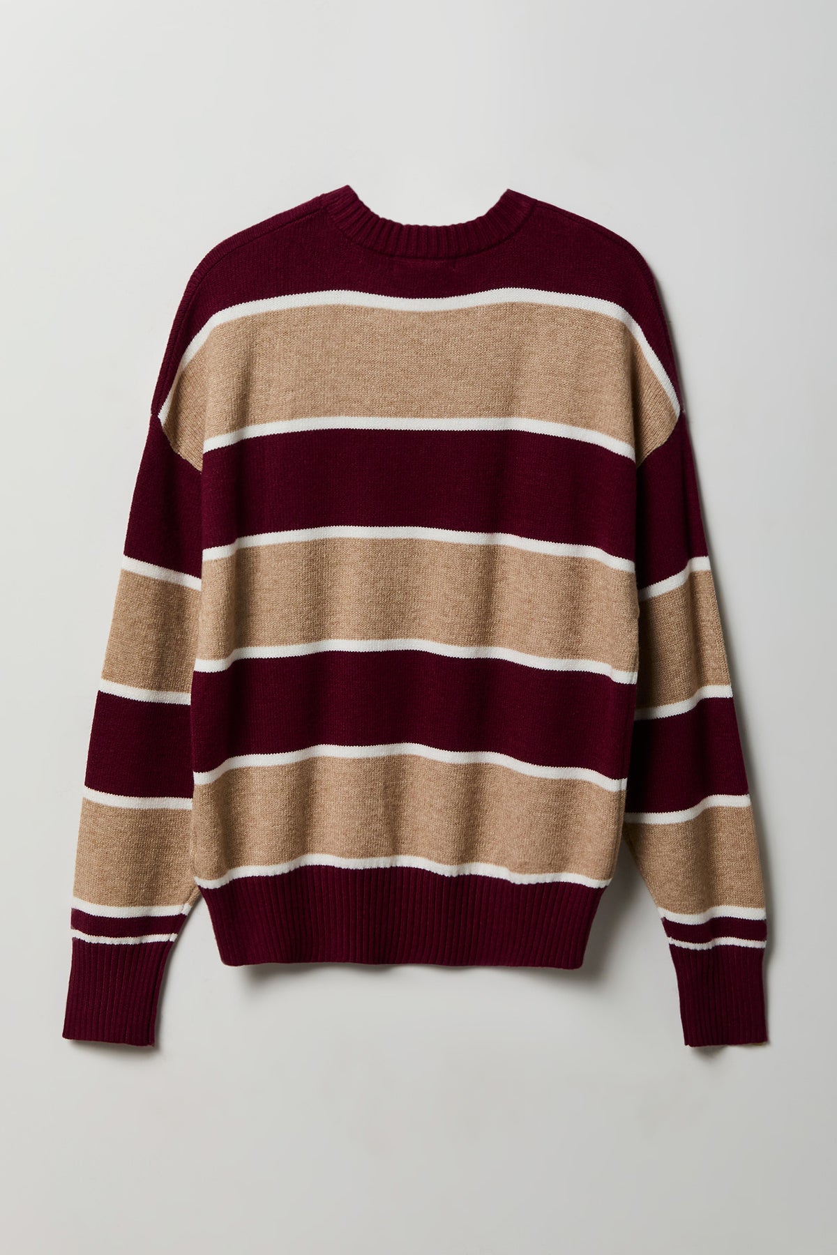 Alt View 2. Oversized Striped Sweater - Burgundy