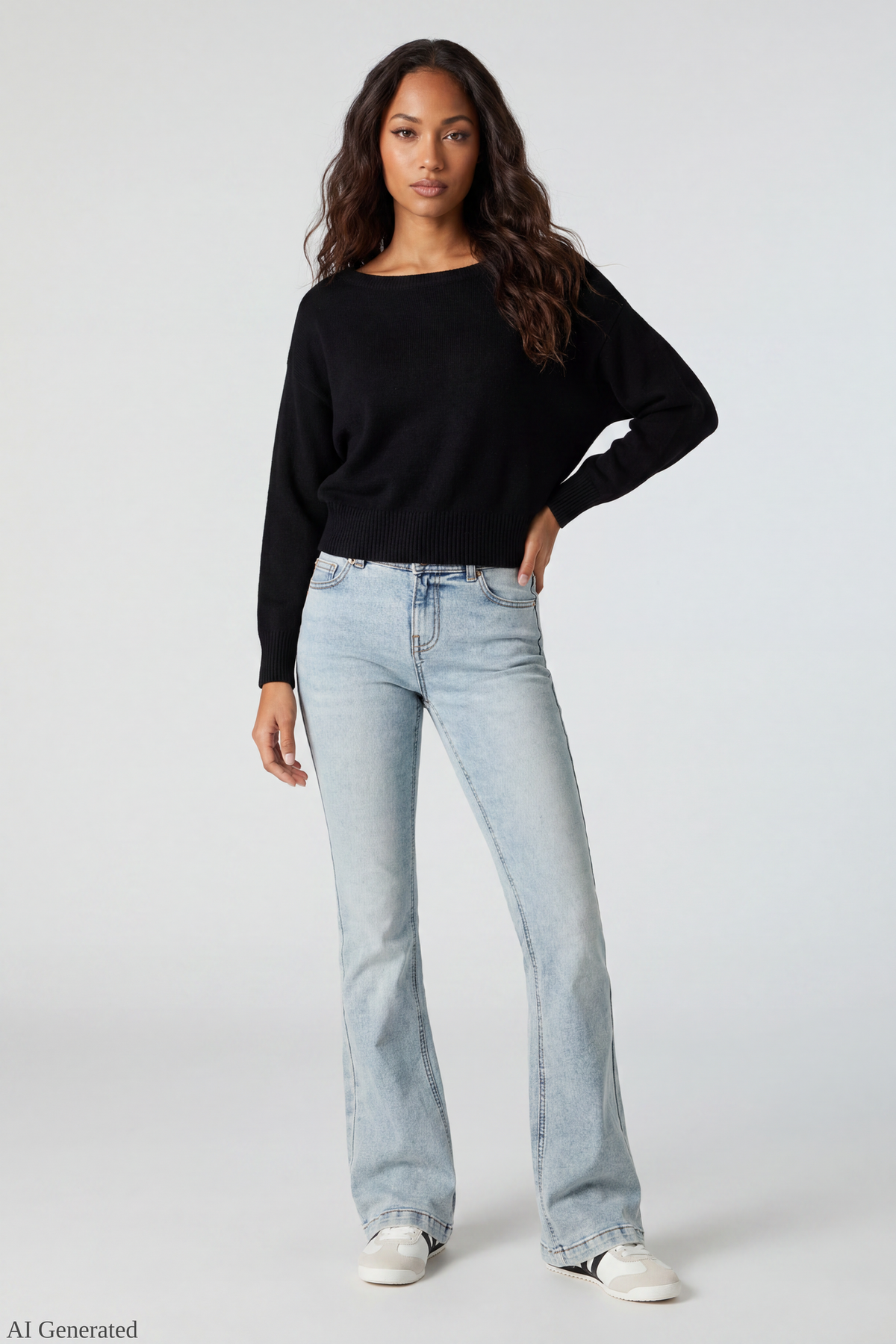 Alt View 2. Dolman Sweater Black Front Resized - Black