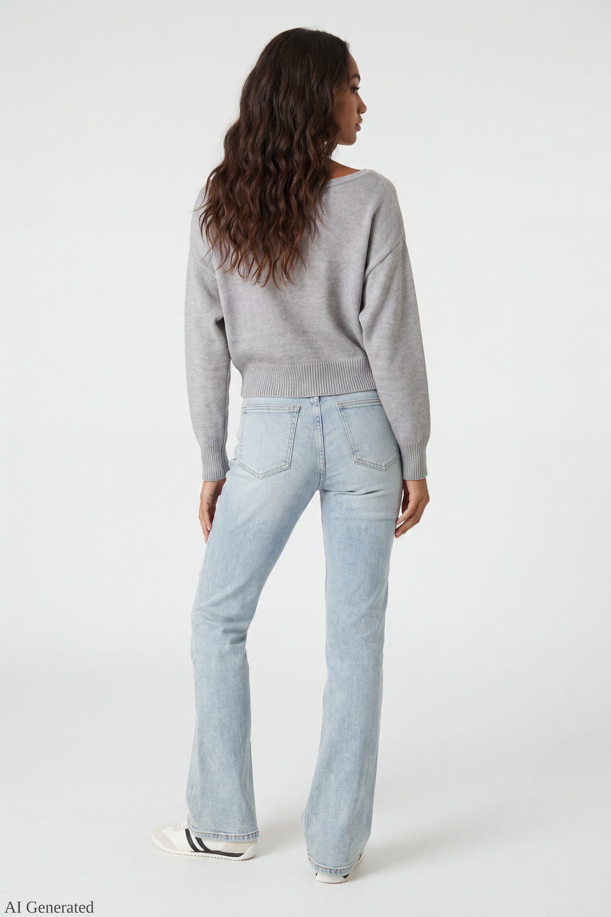 Alt View 3. Dolman Sweater Heather Grey Back Resized - Heather Grey