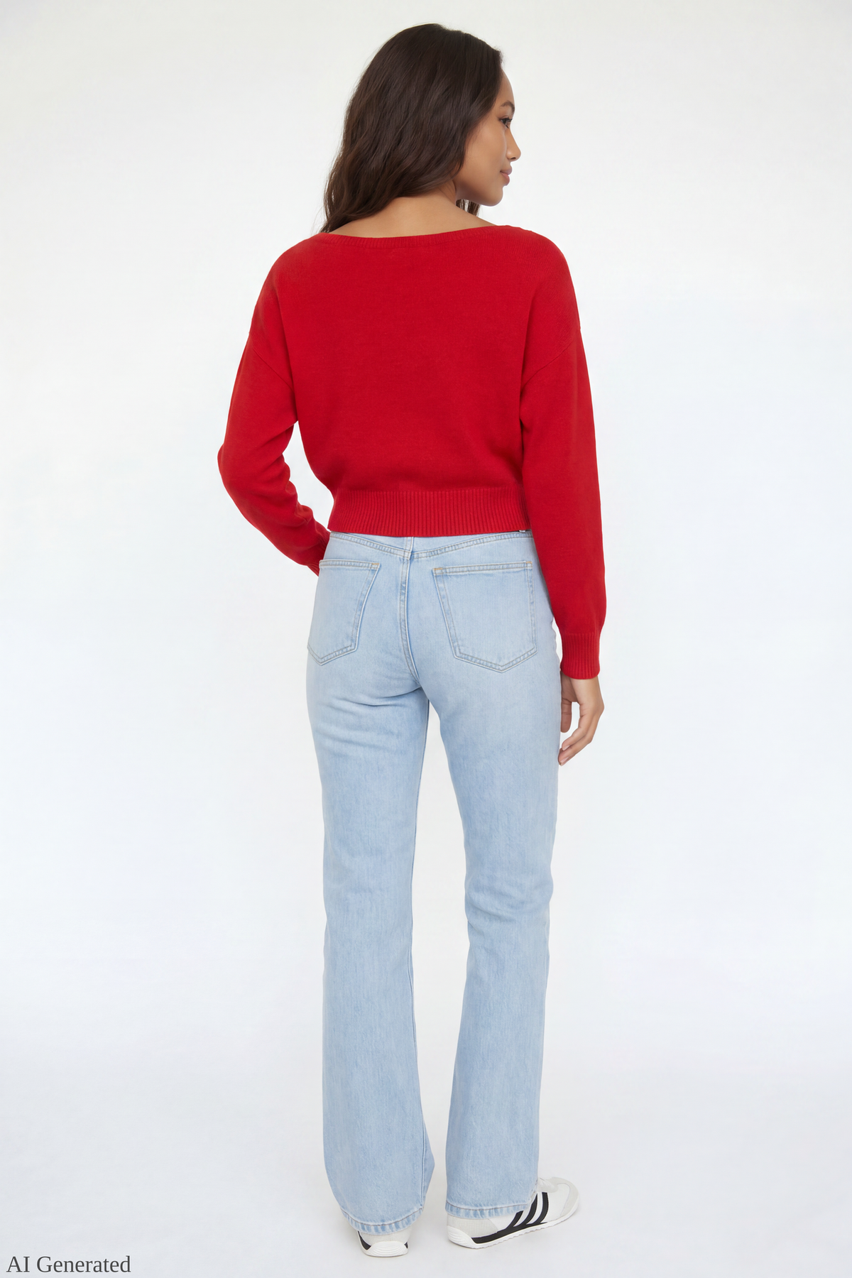 Alt View 2. Dolman Sweater Red Back Resized - Red