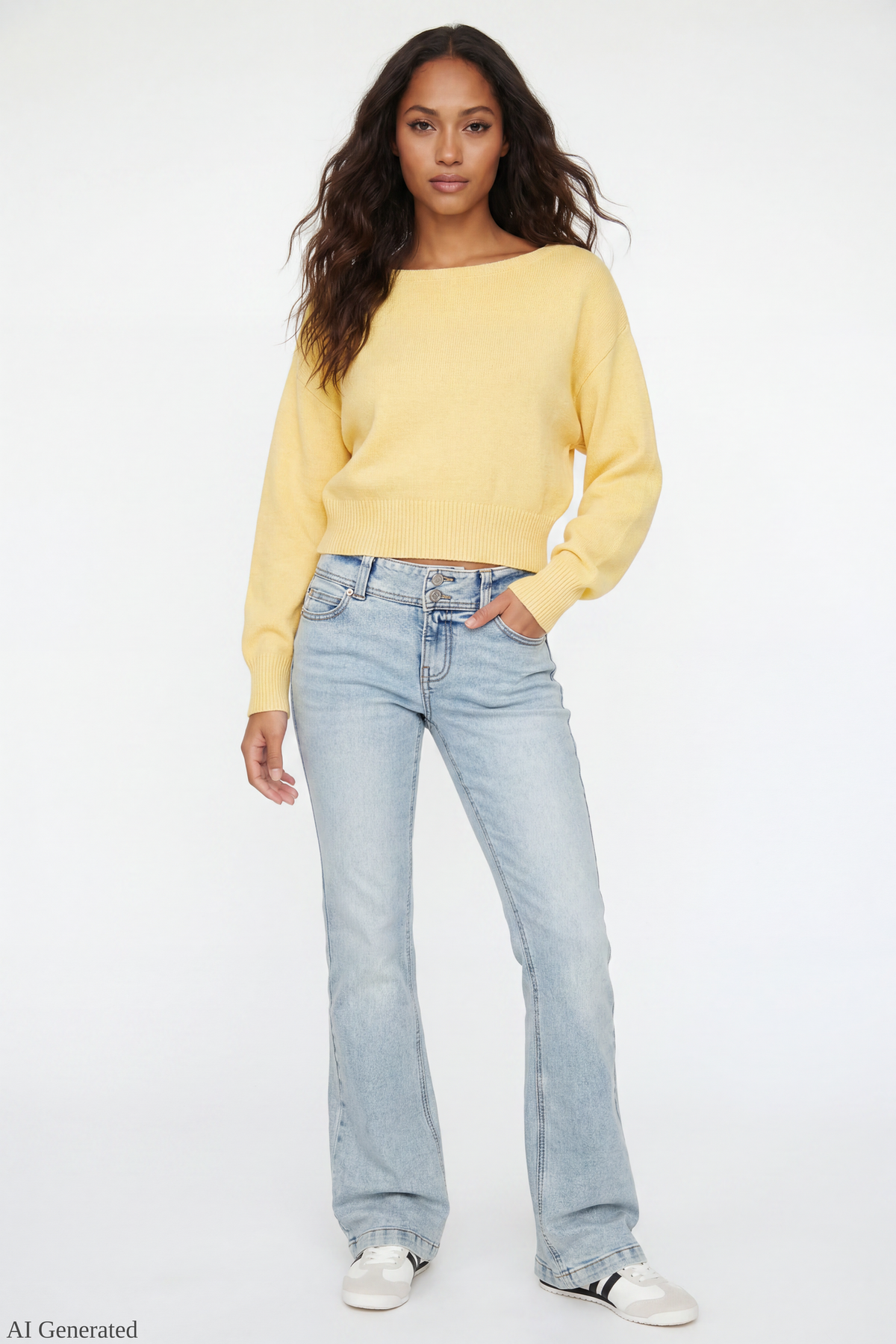 Alt View 2. Dolman Sweater Yellow Front Resized - Yellow