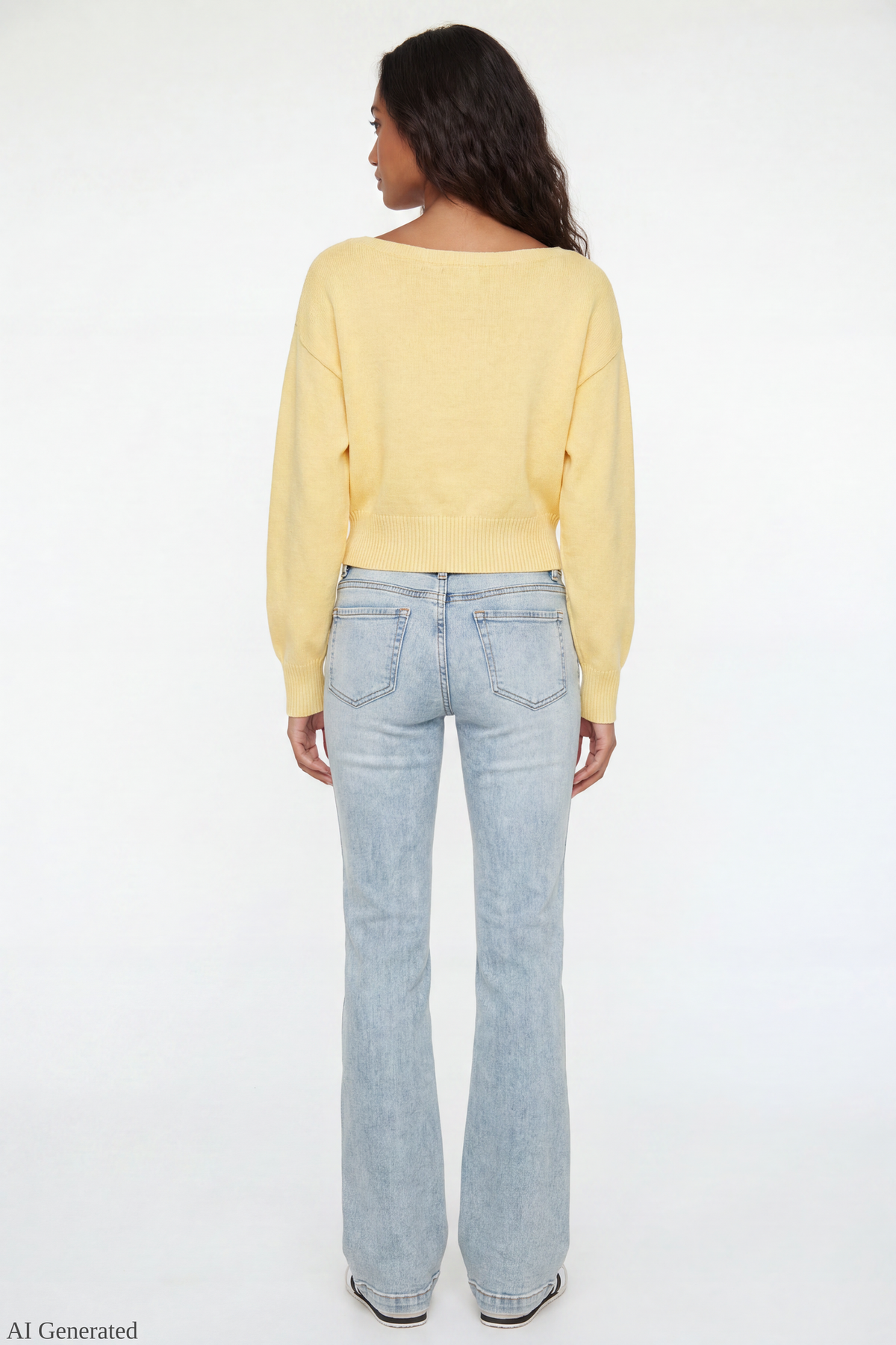 Alt View 3. Dolman Sweater Yellow Back Resized - Yellow