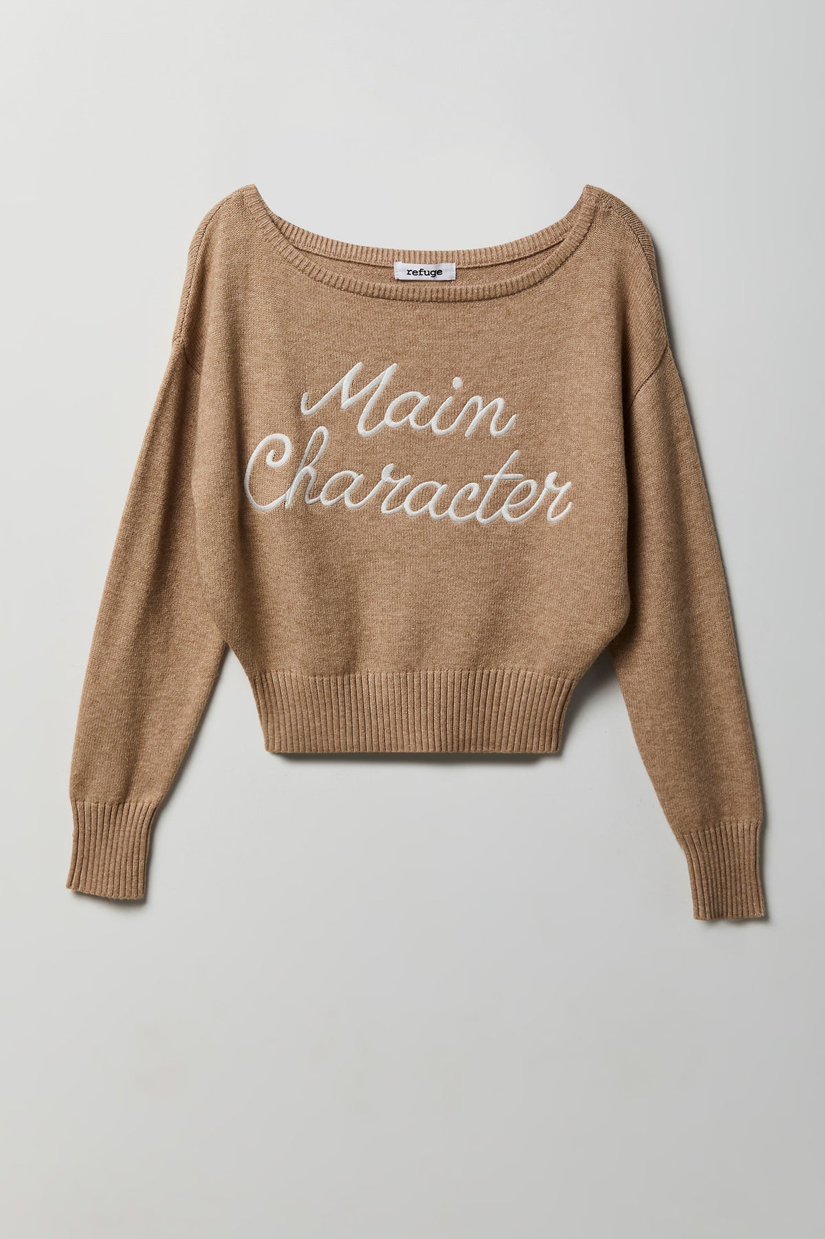 Alt View 5. Jacquard Knit Cinched Sweater - Oatmeal