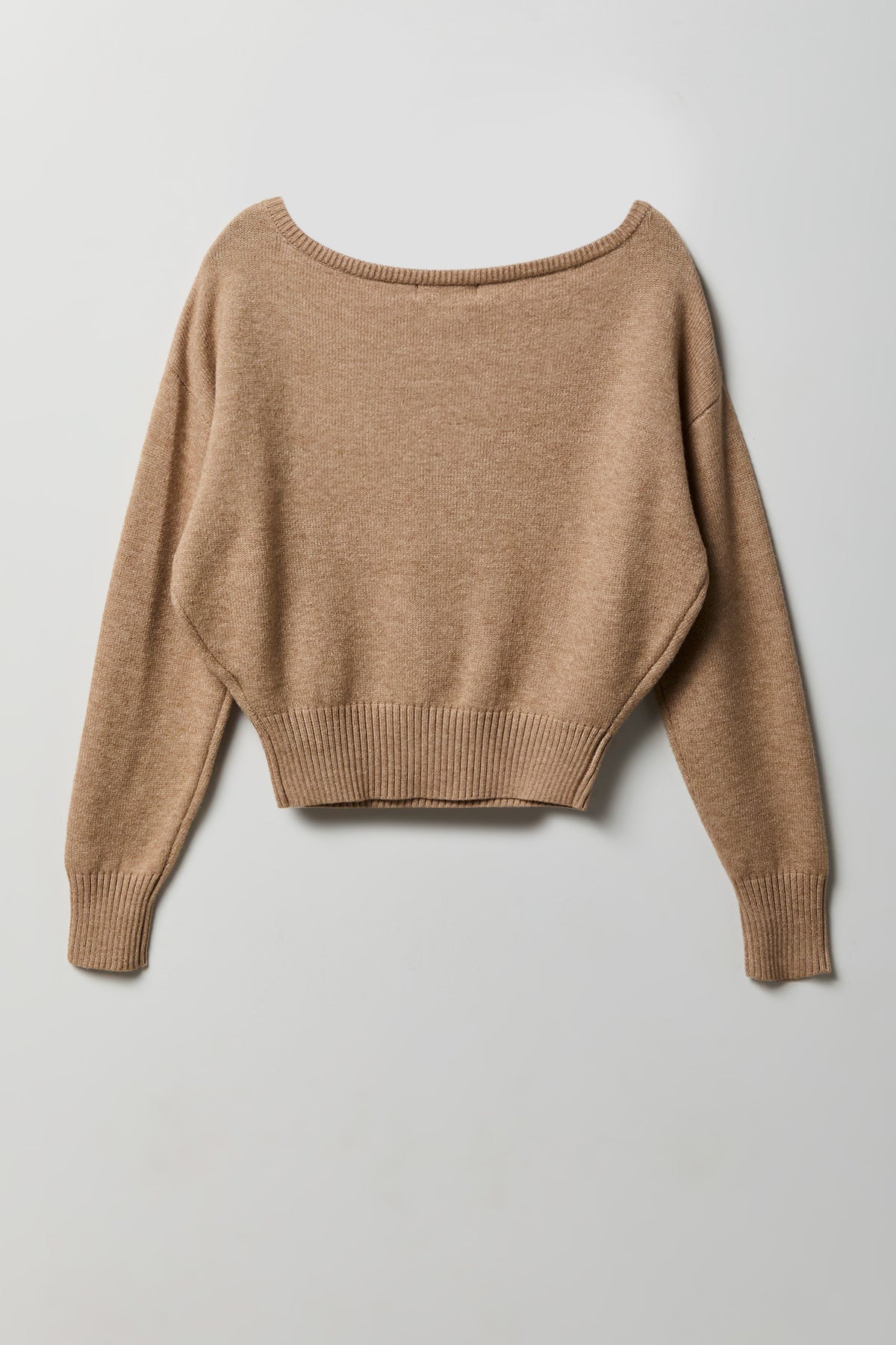 Alt View 6. Jacquard Knit Cinched Sweater - Oatmeal
