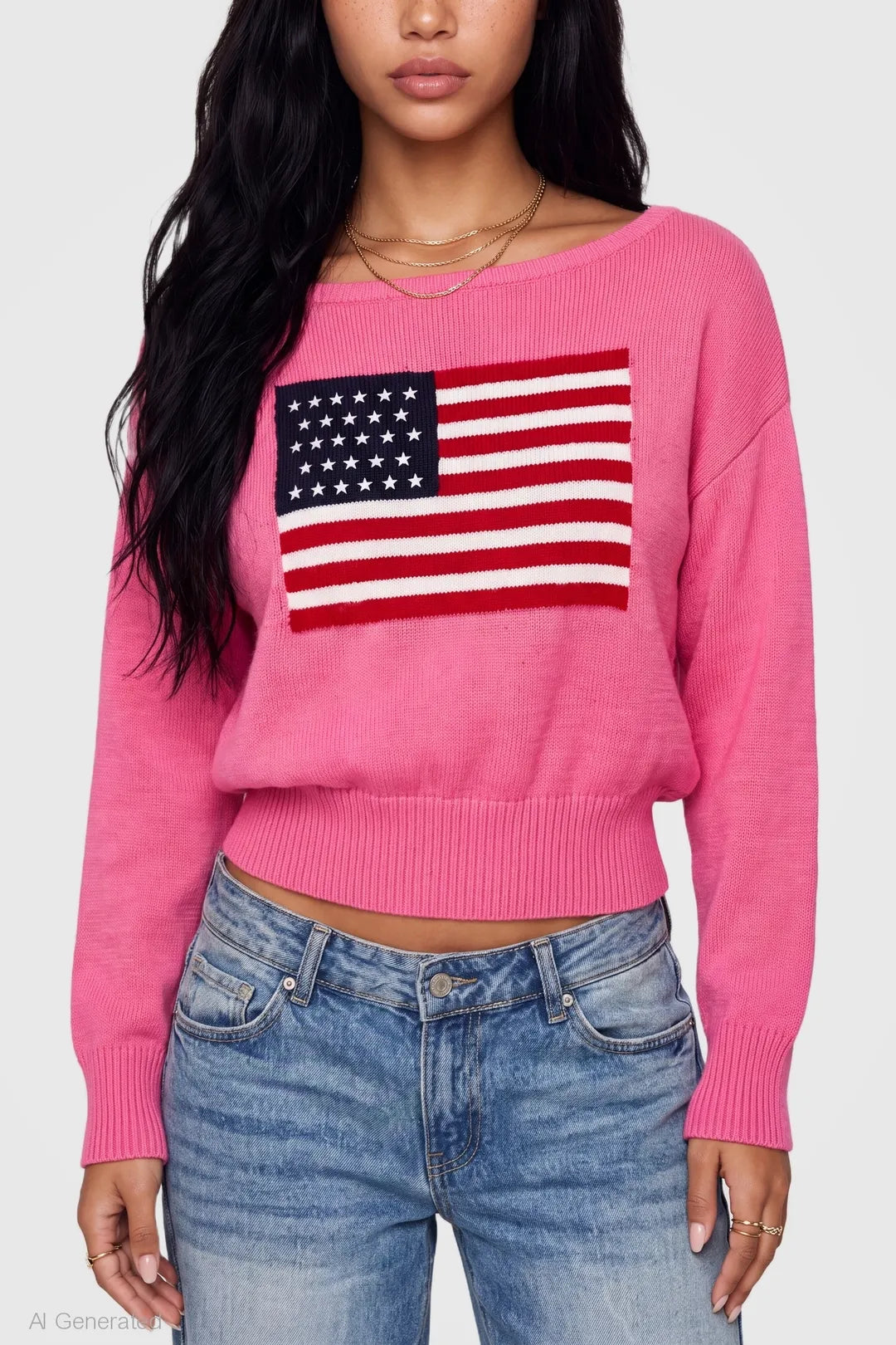 Alt View 4. Jacquard Knit Cinched Sweater - Pink