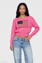 Jacquard Knit Cinched Sweater