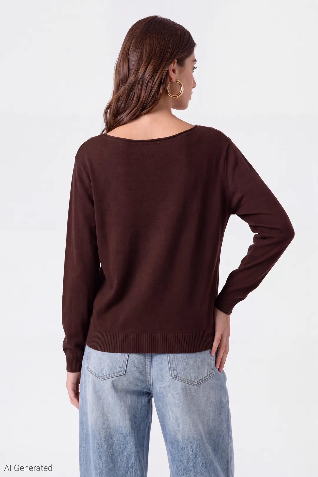 Alt View 2. Knit Sweater - Brown