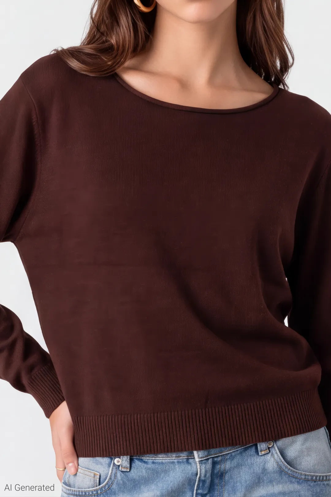 Alt View 4. Knit Sweater - Brown