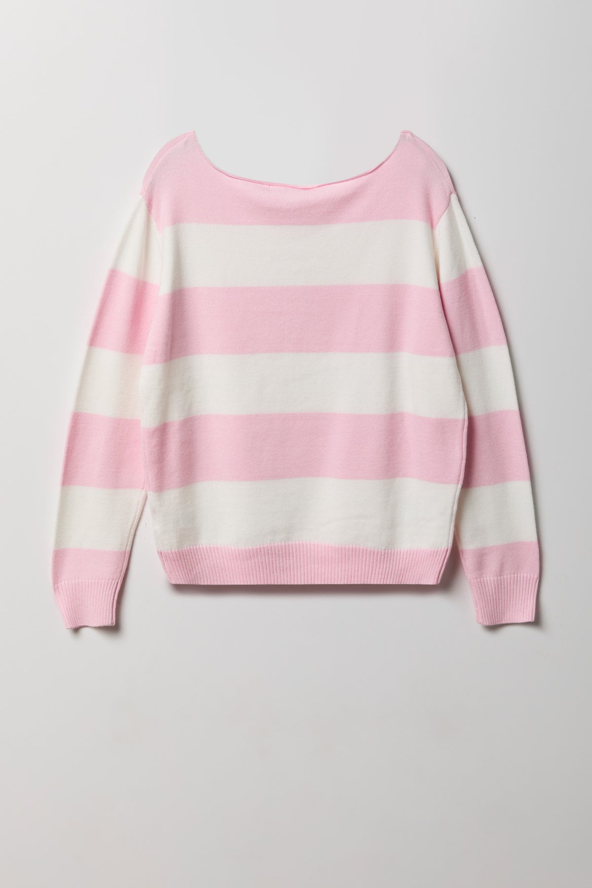 Alt View 2. Striped Boatneck Sweater - Pink