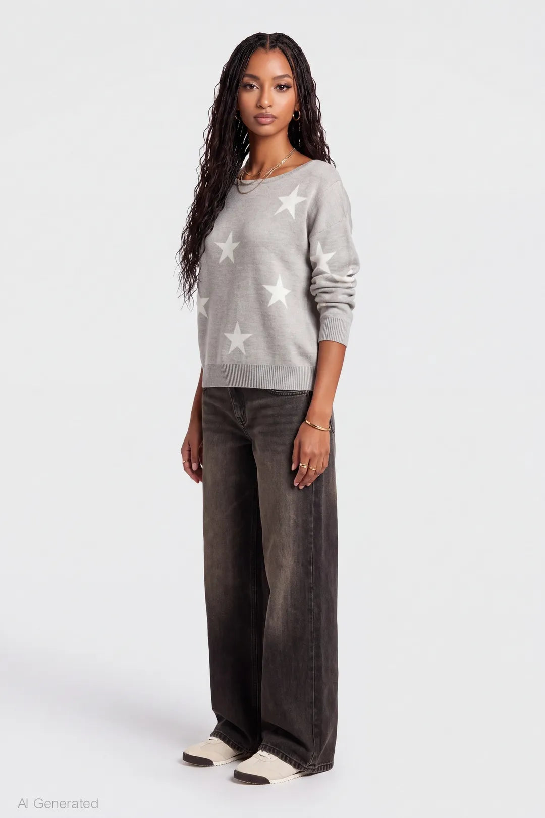 Alt View 3. Star Boatneck Sweater - Heather Grey