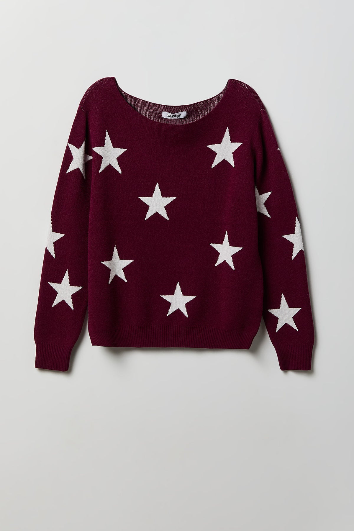 Star Boatneck Sweater - Burgundy
