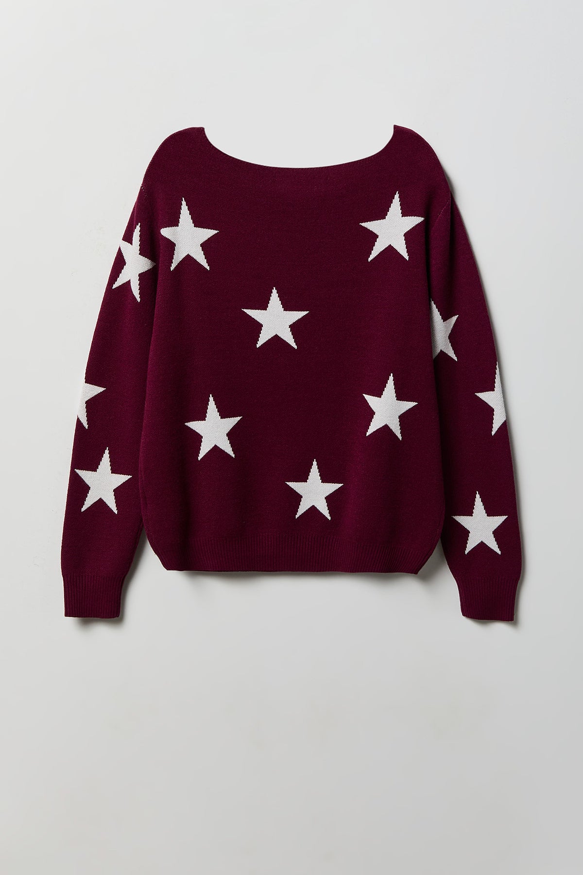Alt View 2. Star Boatneck Sweater - Burgundy